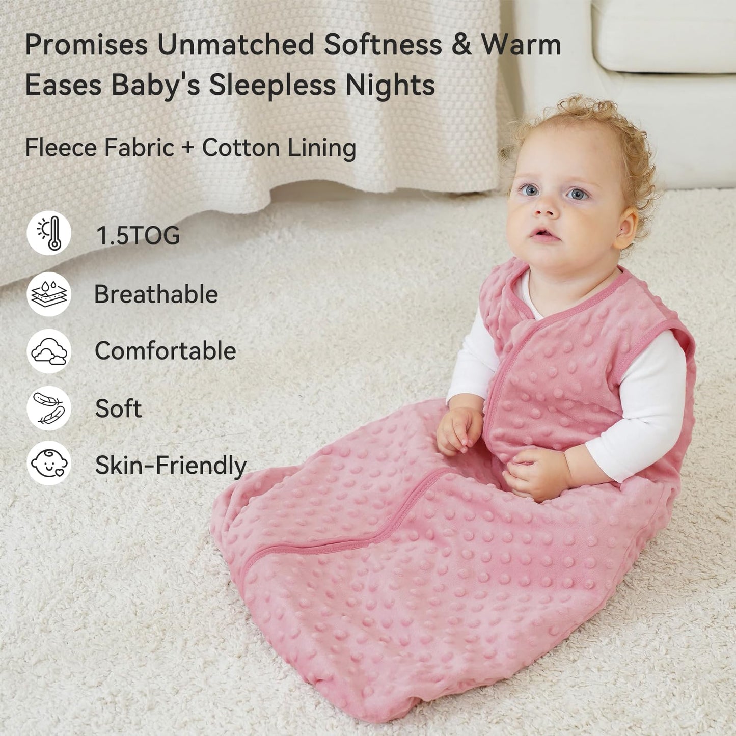 Unnivoll Schlafsack Baby 1.5 Tog Babyschlafsack 0-6 Monate 2er Pack Schlafsack Winter Herbst 67 cm für Jungen Mädchen Neugeborene Kaffee