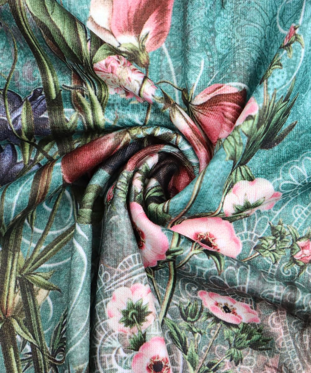 Yeenily Damen Bohemian Langarm Kleid V-Ausschnitt Blumenmuster Tunikakleider A Linien Lose Lässiges MiniKleid Freizeitkleid