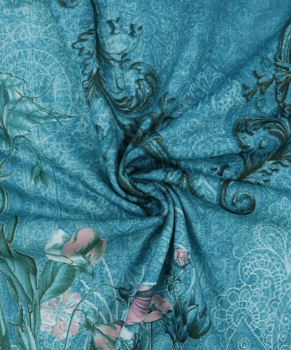 Yeenily Damen Bohemian Langarm Kleid V-Ausschnitt Blumenmuster Tunikakleider A Linien Lose Lässiges MiniKleid Freizeitkleid