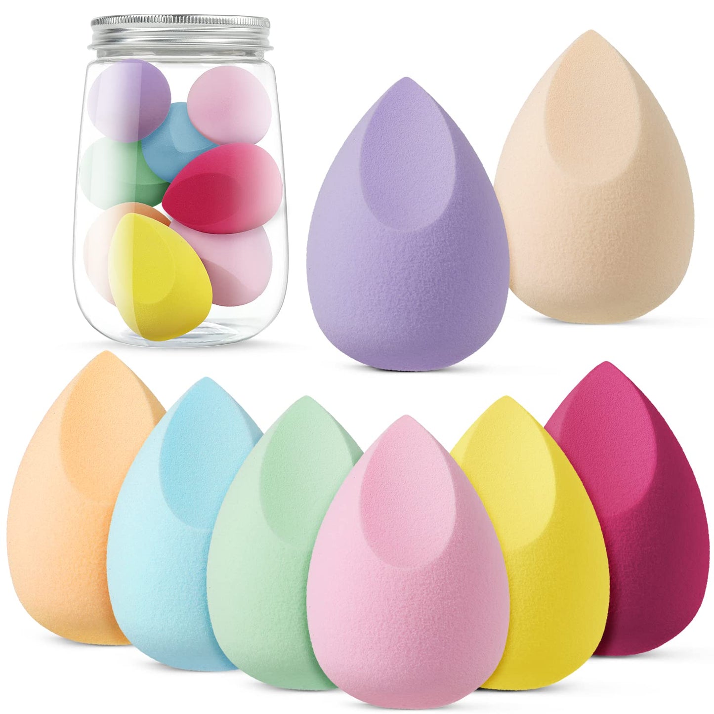 AUAUY 4 PCS Make up Schwamm Set, Foundation Blending Beauty Sponge, Beauty Makeup Schwämme Blender für Flüssigkeit Foundation Puder Sonnenschutz und Creme mit 1 Schwammhalter, 1 Puderquaste