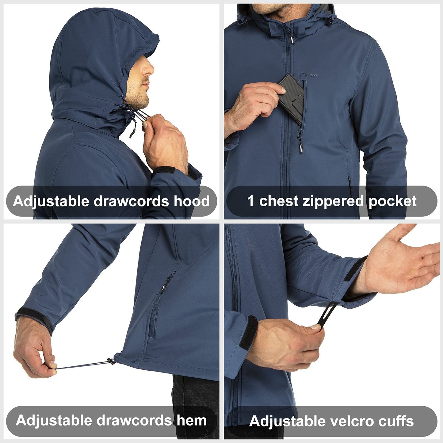 33,000ft Softshelljacke für Herren Wasserdicht Winterjacke Winddicht Warme Fleece Gefüttert Windbreaker Funktionsjacke Outdoorjacke für Wandern Fahrrad Camping