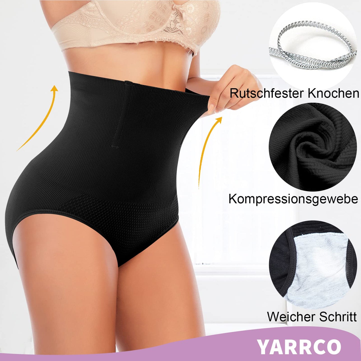 YARRCO Bauchweg Unterhose Damen Miederslips Shapewear Miederhose Hohe Taille Body Shaper Unterwäsche