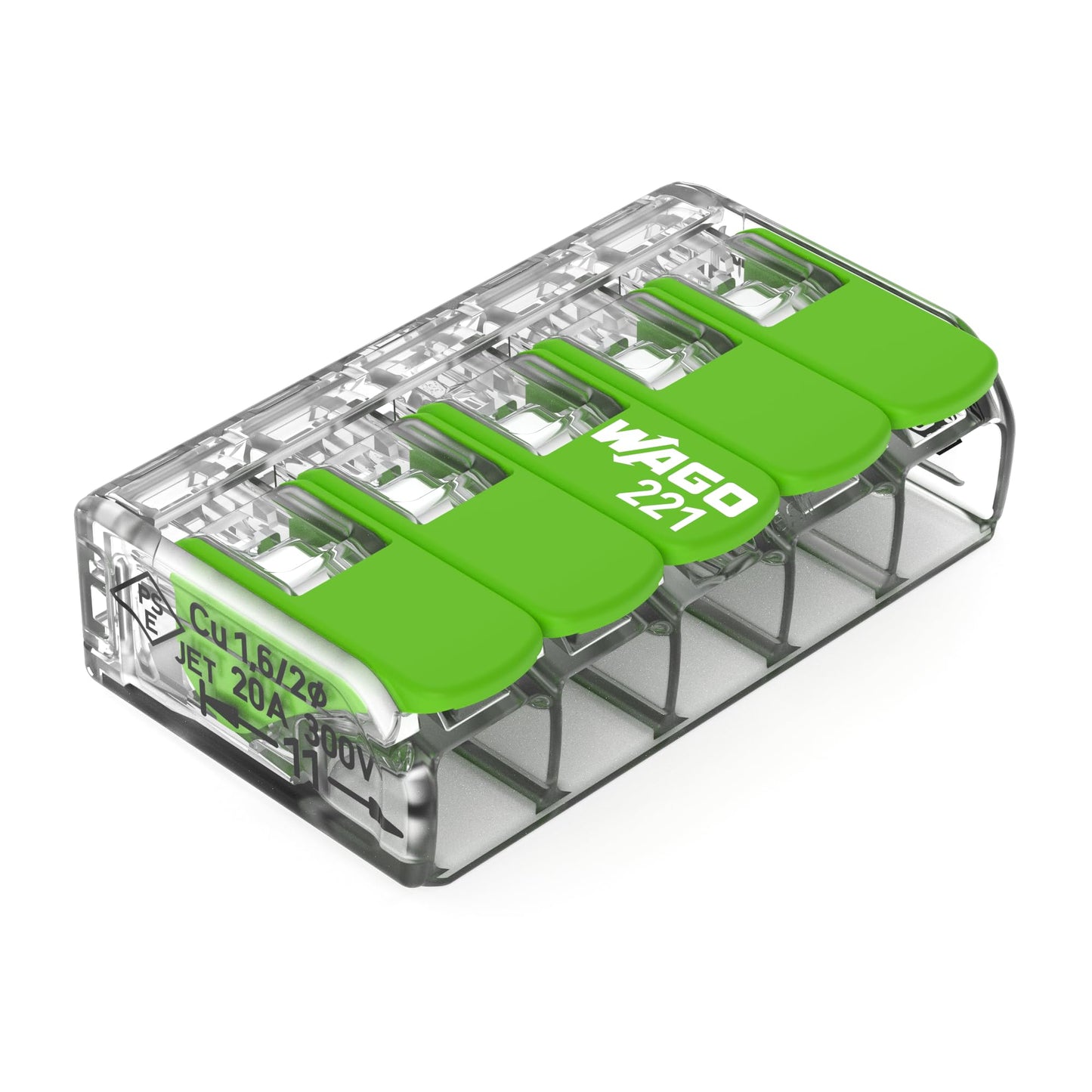 WAGO Verbindungsklemmen 221-413 | 3 Leiter, bis 4 mm², 50 Stück, COMPACT Kabelverbinder mit Hebel für alle Leiterarten weltweit, bestätigte Anwendungssicherheit