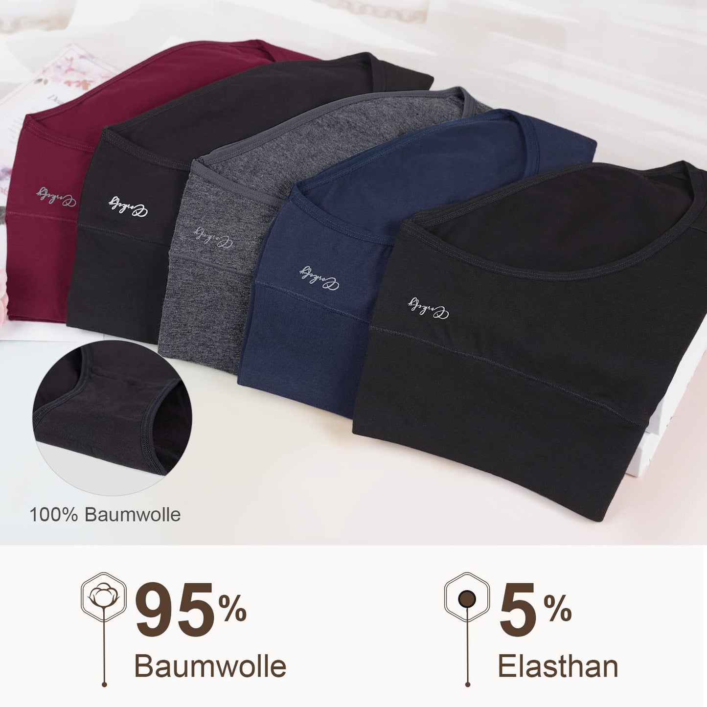 anqier Unterhosen Damen, 5er Pack Stretch Baumwolle Hohe Taille Slips Damen Atmungsaktiv Panties Weich Frauen Unterwäsche