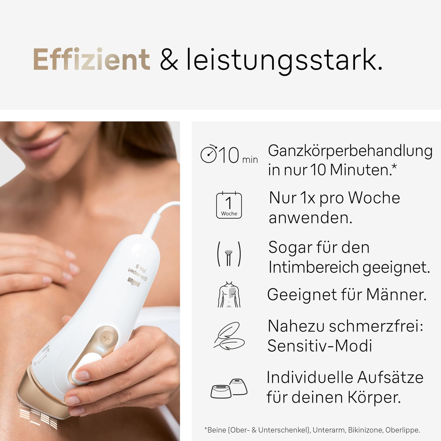 Braun IPL Silk Expert Pro 5 Haarentfernungsgerät Damen, sichtbare Haarentfernung, Designed In Germany, Venus Rasierer, 3 Aufsätze, Alternative zu Laser Haarentfernung, PL5262, weiß/gold