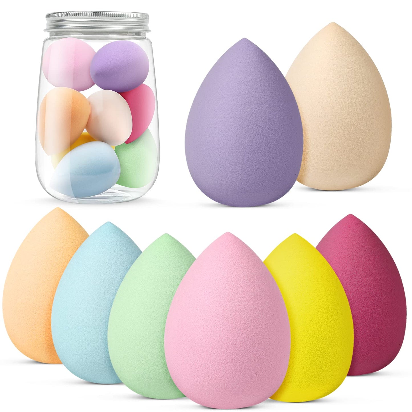 AUAUY 4 PCS Make up Schwamm Set, Foundation Blending Beauty Sponge, Beauty Makeup Schwämme Blender für Flüssigkeit Foundation Puder Sonnenschutz und Creme mit 1 Schwammhalter, 1 Puderquaste