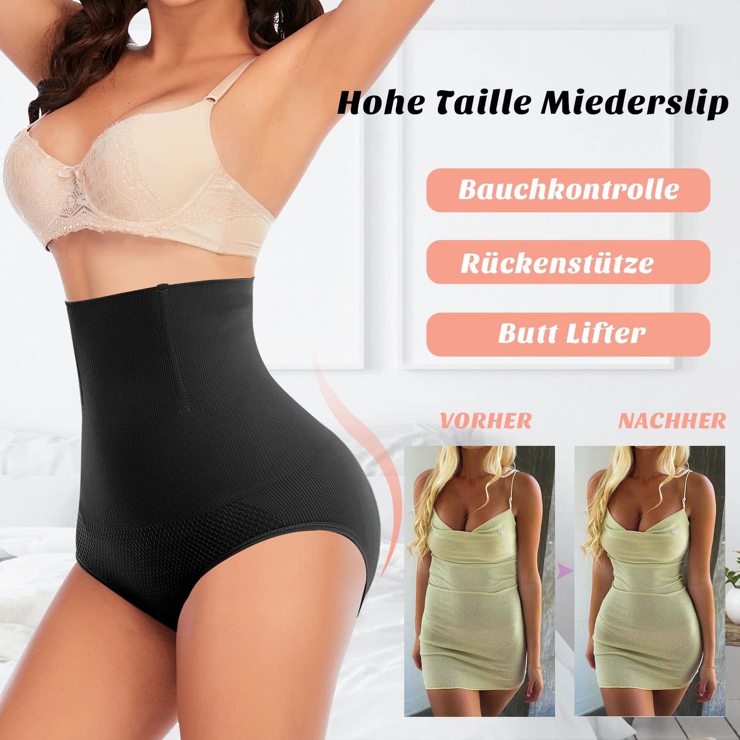 YARRCO Bauchweg Unterhose Damen Miederslips Shapewear Miederhose Hohe Taille Body Shaper Unterwäsche