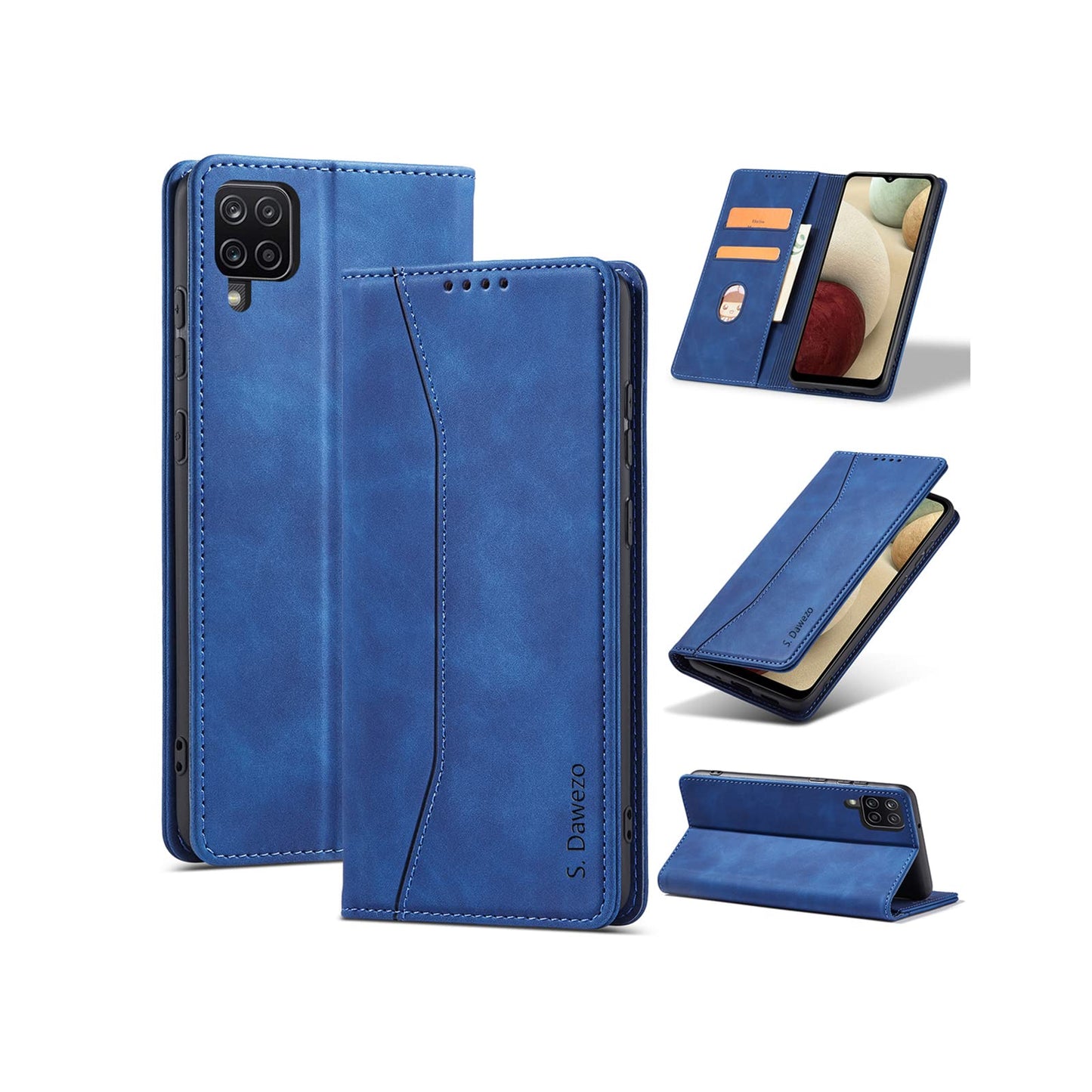 S. Dawezo Hülle für Samsung Galaxy S22 Plus, Premium Leder magnetische Handyhülle mit Ständer, Kartenfach und Brieftasche, Shock Absorbing, kompatibel mit Samsung S22 Plus-Kaffee