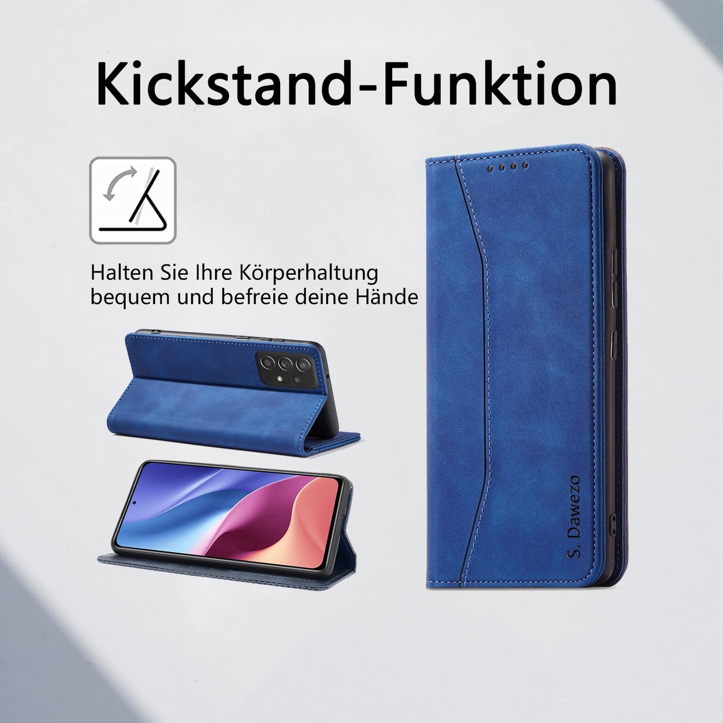S. Dawezo Hülle für Samsung Galaxy S22 Plus, Premium Leder magnetische Handyhülle mit Ständer, Kartenfach und Brieftasche, Shock Absorbing, kompatibel mit Samsung S22 Plus-Kaffee