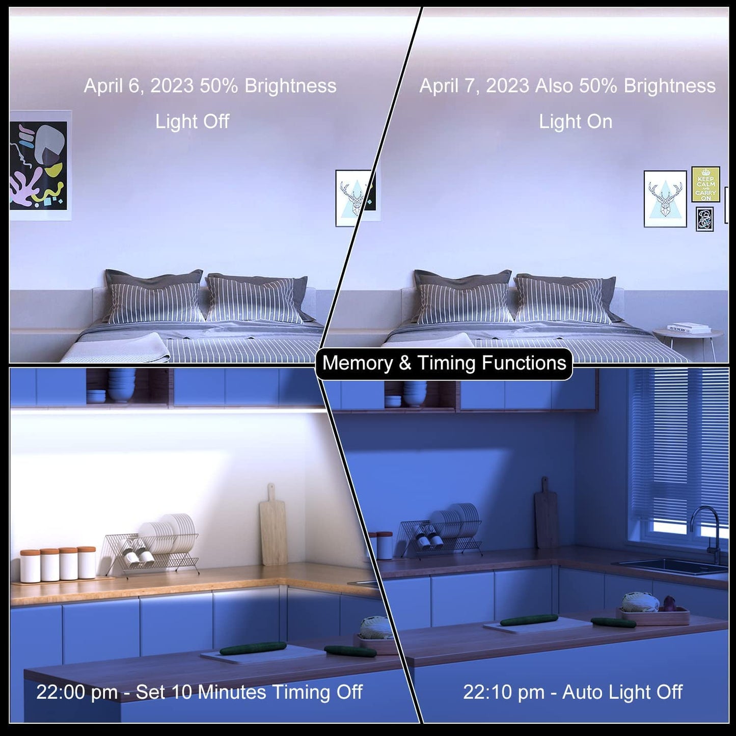 BUNACET COB RGB LED Strip 6M 24V Dimmbar, LED Streifen 3456 LEDs, Leiste Band Stripes Lichtband mit Netzteil RF Fernbedienung & APP Bluetooth für Küche Schlafzimmer Deko