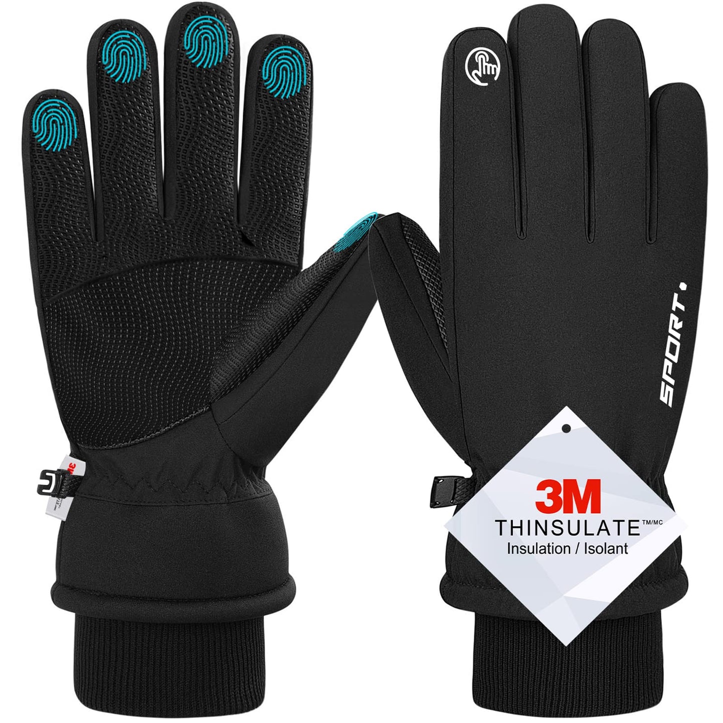 Winter Gloves, Waterproof Warm Touchscreen Gloves for Men and Women, Ski Gloves, Cycling Gloves for Riding, Running, Motorcycle, Hiking, Cycling