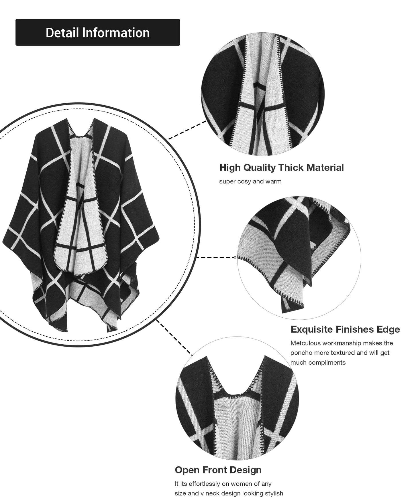 DiaryLook Damen Poncho Schal Winter Cardigan Übergroße Cape Elegant Poncho Für Frauen Umhang Damen Warm Geschenk Für Mutter
