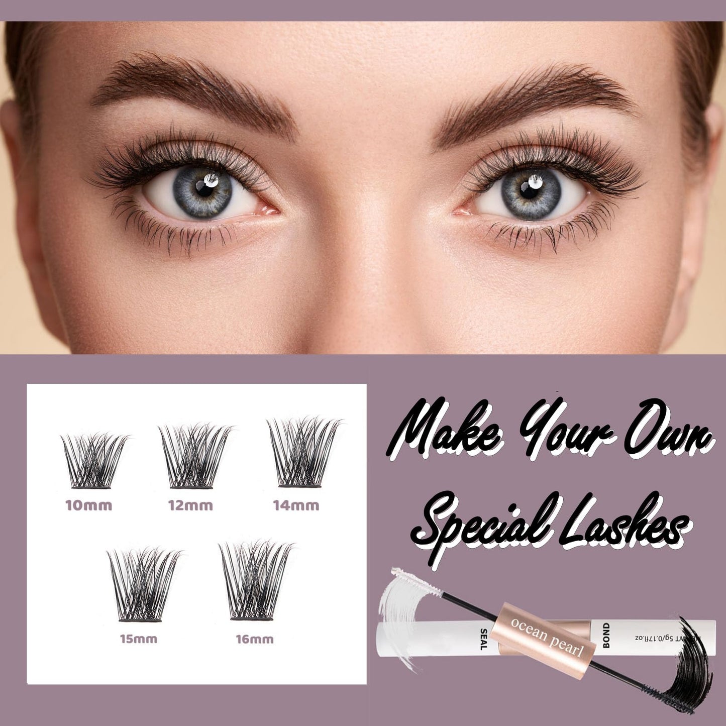 Wimpern Extensions 120 Büschel DIY Lash Extension Set Einzelne Wimpern mit Wimpernkleber und Pinzette für Anfänger Wimpernverlängerung zu Hause Individual Lashes 10-16mm C/D Curl - OP01