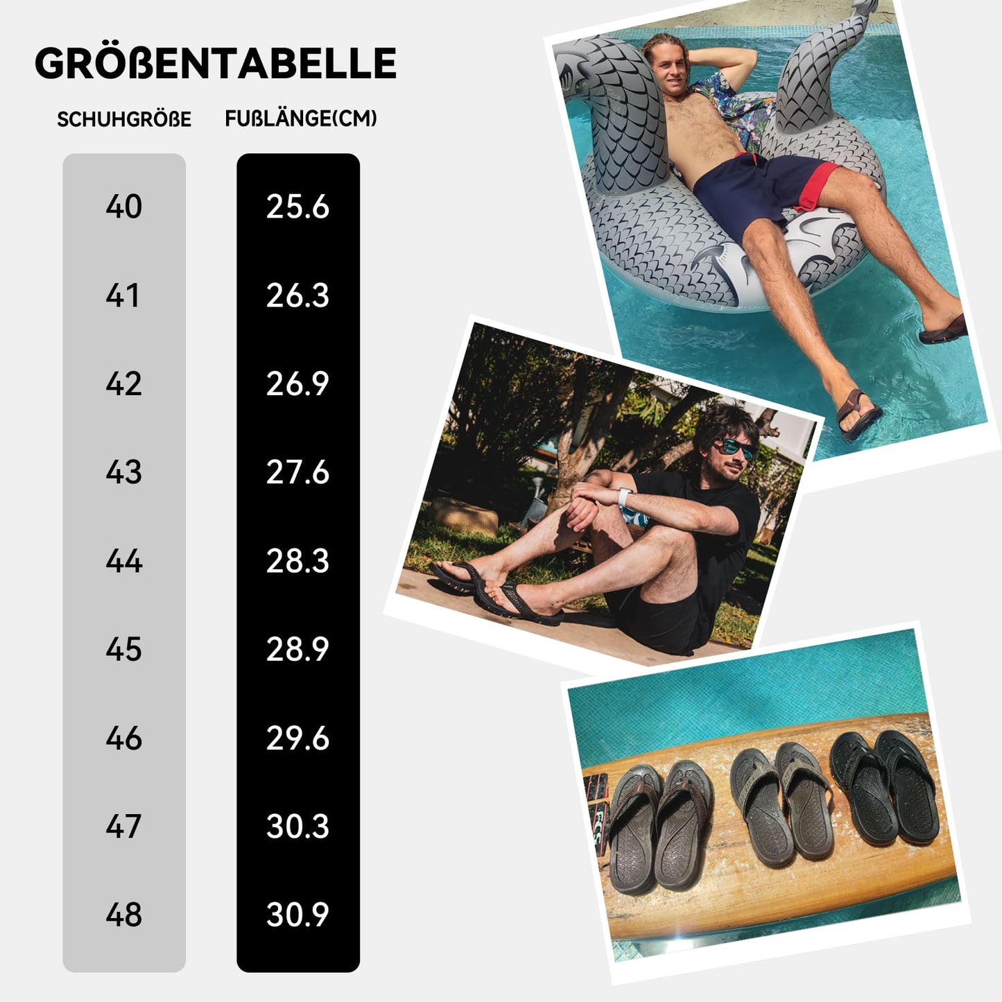 HOBIBEAR Herren Flip Flops Zehentrenner Arch Support Outdoor Sandalen Sommer Beach Surfen Sommerschuhe Rutschfest Hausschuhe Pantoletten