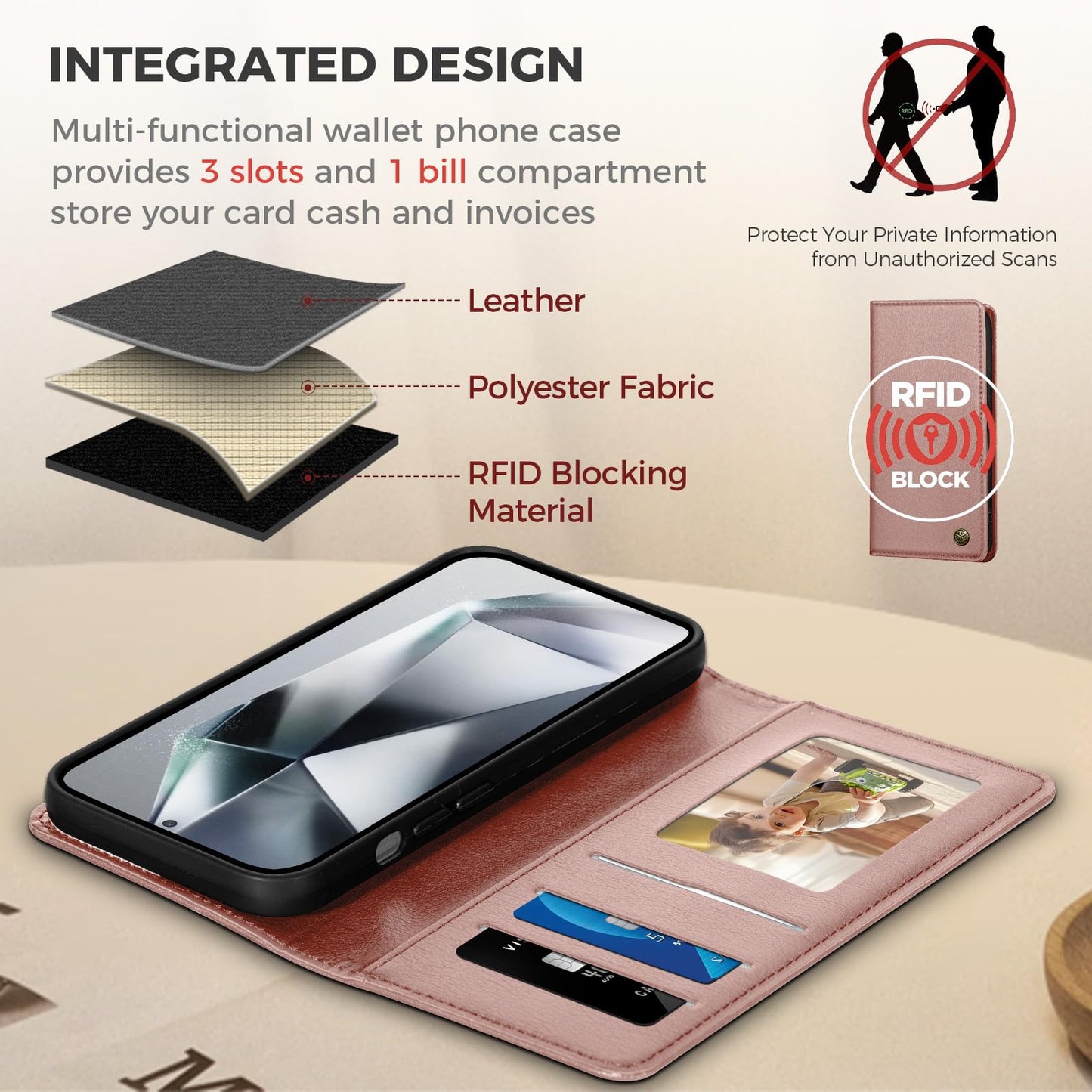 GUCASBE Handyhülle für Samsung Galaxy S24 Ultra Hülle, Premium Lederhülle Klappbar Flip Case RFID Schutzhülle Kartenfach Standfunktion Klapphülle Handytasche für Samsung Galaxy S24 Ultra - Schwarz