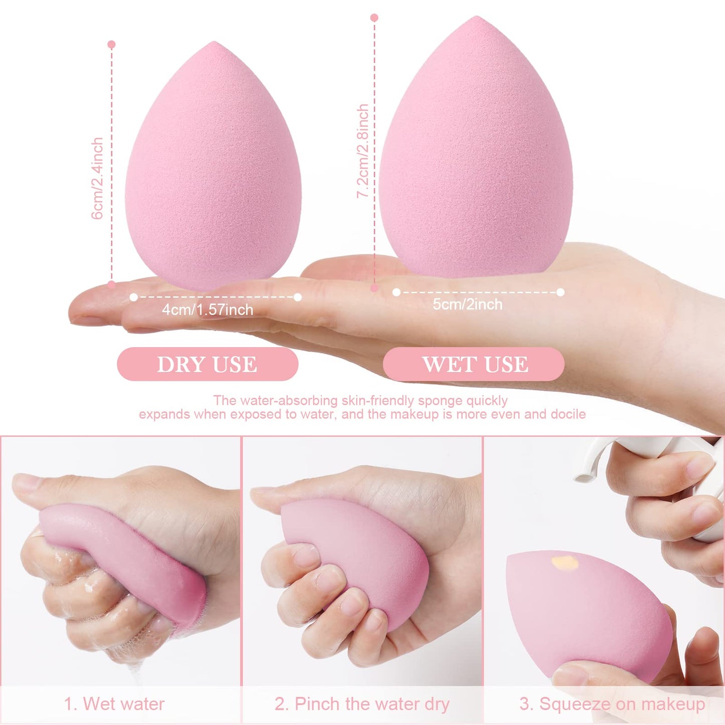 AUAUY 4 PCS Make up Schwamm Set, Foundation Blending Beauty Sponge, Beauty Makeup Schwämme Blender für Flüssigkeit Foundation Puder Sonnenschutz und Creme mit 1 Schwammhalter, 1 Puderquaste