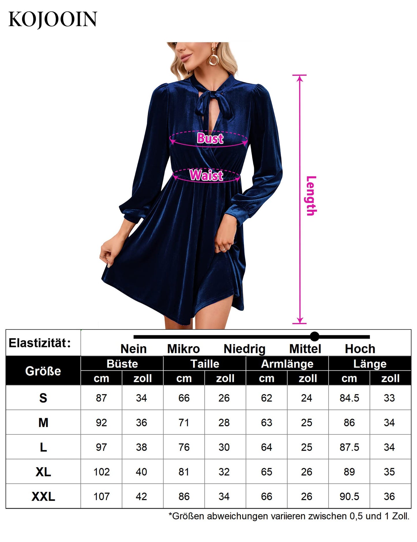 KOJOOIN Damen Samtkleid Causal Velvet Retro Kleid Elegant Abendkleid Sexy V Ausschnitt Partykleid Cocktailkleid Winterkleid(MEHRWEG-Verpackung)