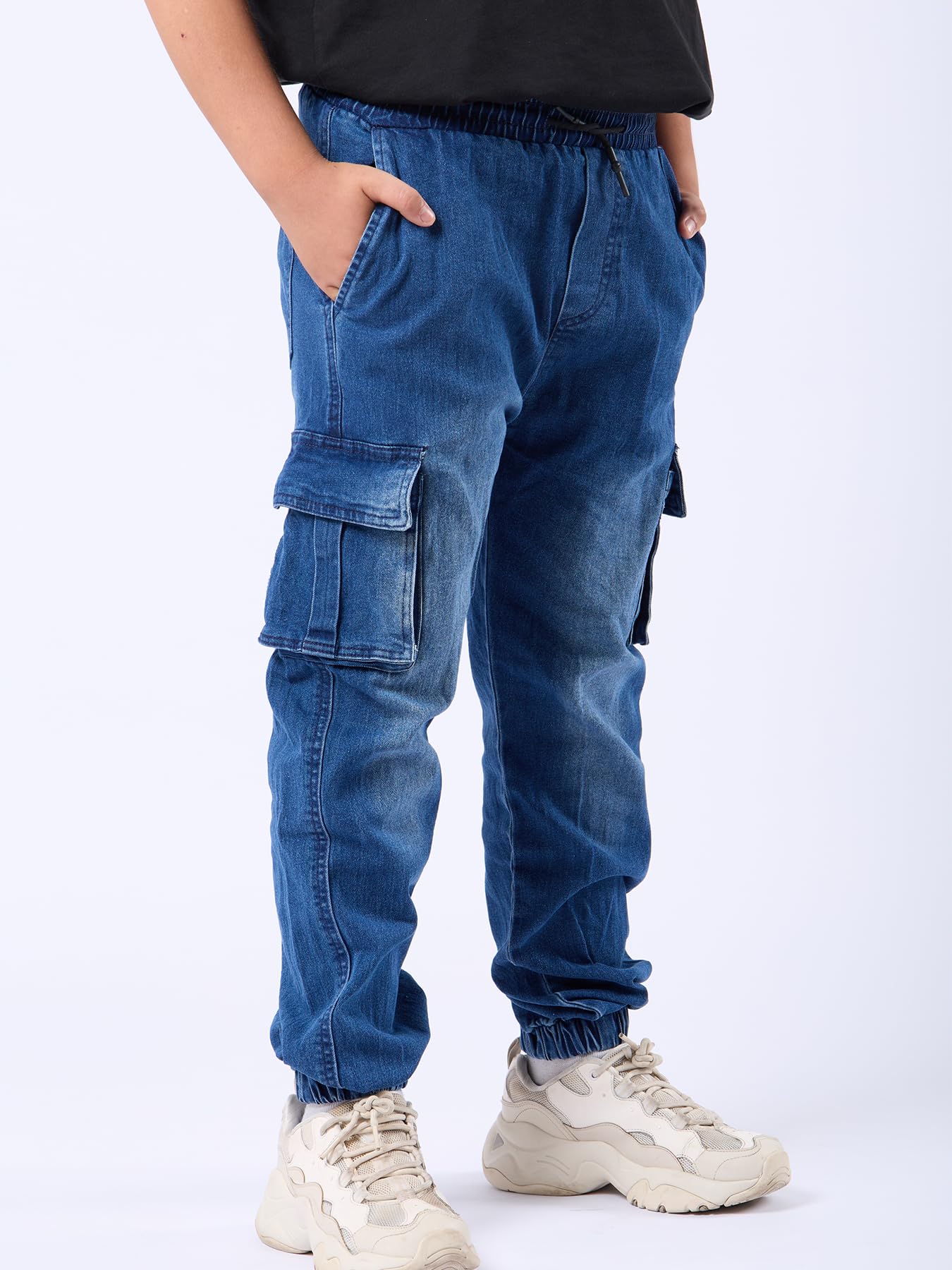 NATUST Jungen Cargohose Kinder Freizeithose mit Elastischem Bund