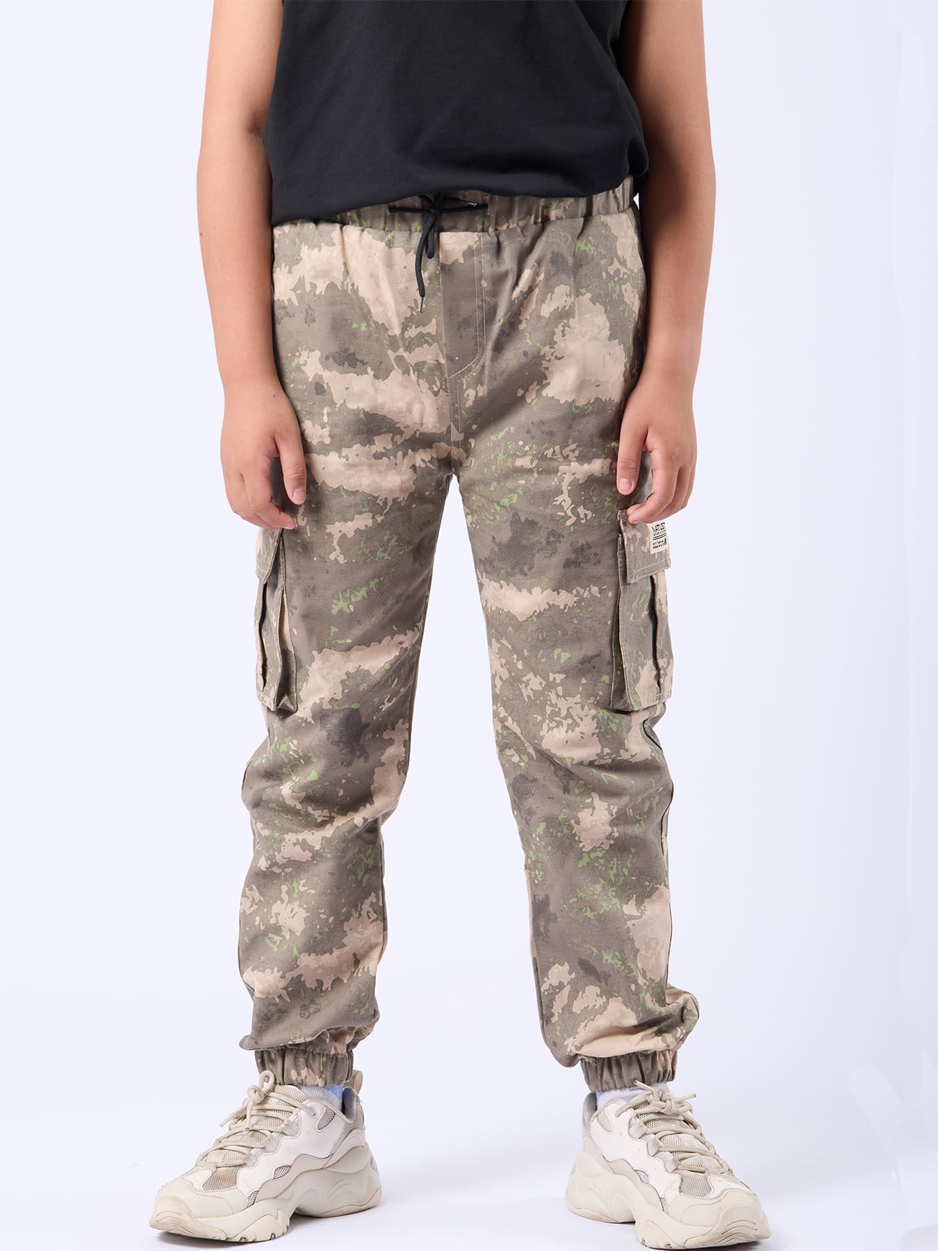 NATUST Jungen Cargohose Kinder Freizeithose mit Elastischem Bund