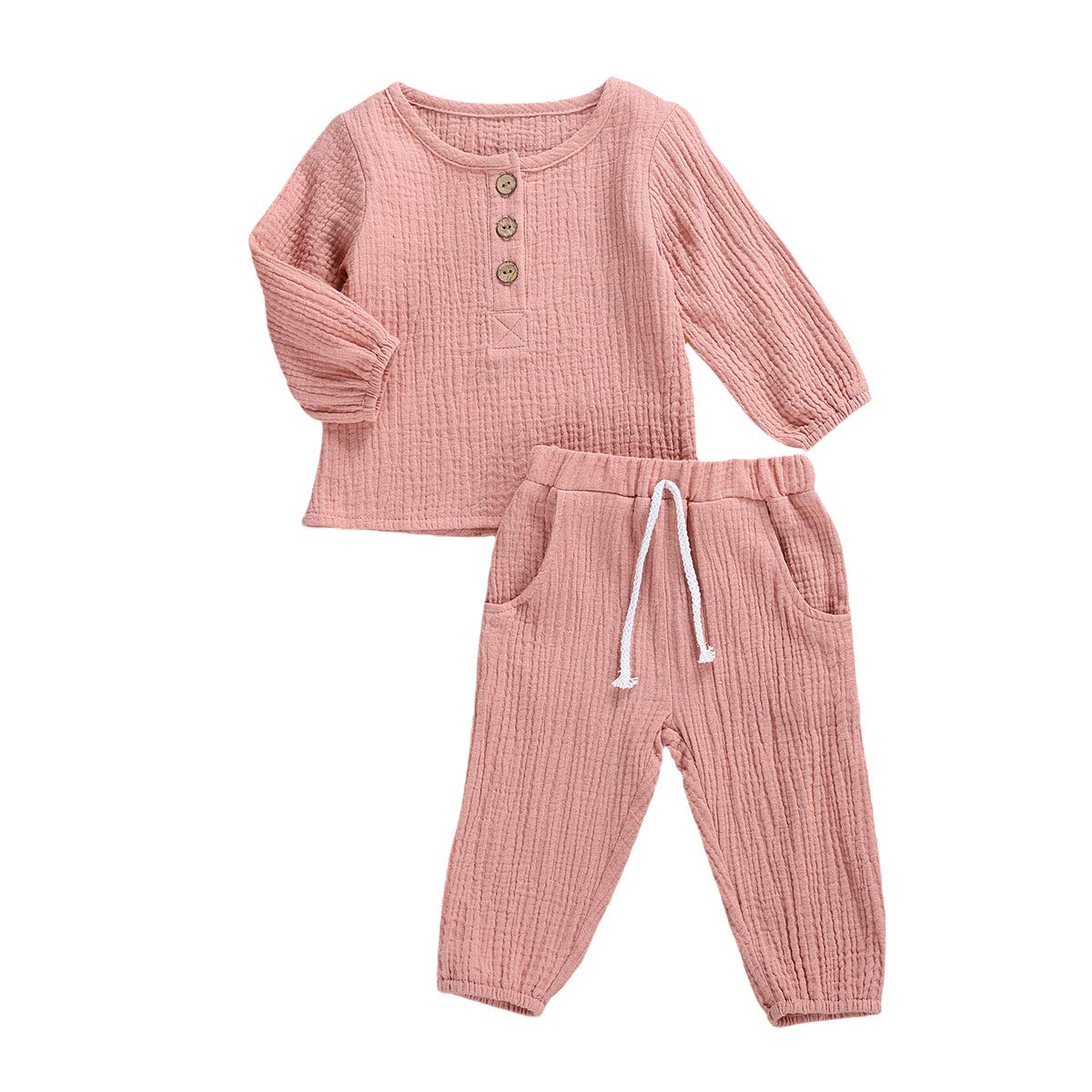Geagodelia Babykleidung Set Baby Jungen Mädchen Kleidung Outfit T-Shirt Top + Hose Shorts Neugeborene Weiche Einfarbige Babyset T-47740