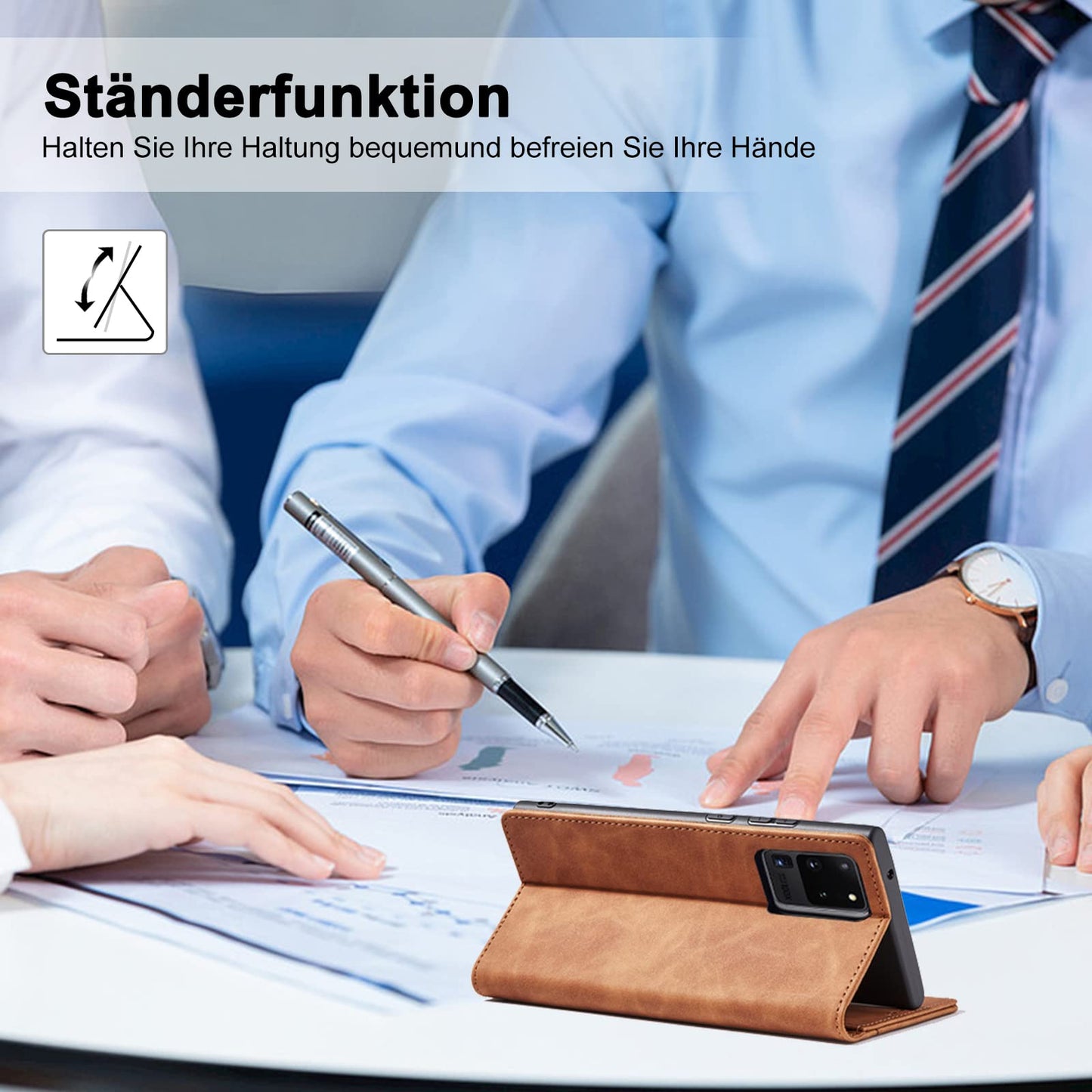 S. Dawezo Hülle für Samsung Galaxy S22 Plus, Premium Leder magnetische Handyhülle mit Ständer, Kartenfach und Brieftasche, Shock Absorbing, kompatibel mit Samsung S22 Plus-Kaffee