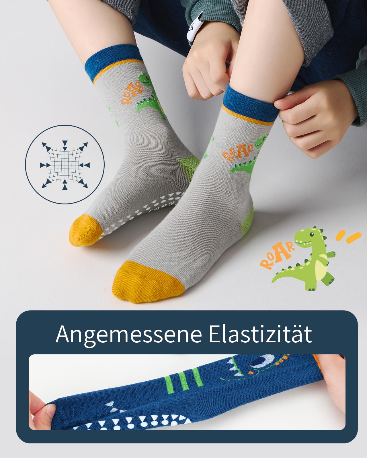 Kyopp 5 Paar Stoppersocken Kinder Baumwolle Socken Jungen Mädchen ABS Anti Rutsch Socken Tiermotive 25-37EU