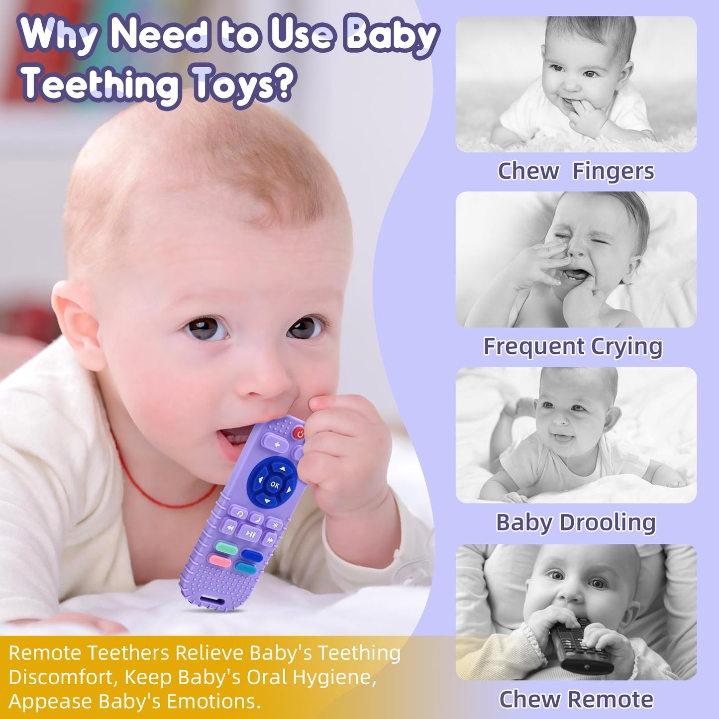 Zahnen Beißringe Spielzeug für Babys 0-6-12 Monate Geschenke, Fernbedienung Baby Zahnungshilfe für 3 6 9 Monate Kleinkind Autismus, Lebensmittelqualität Silikon Badespielzeug, Schwarz
