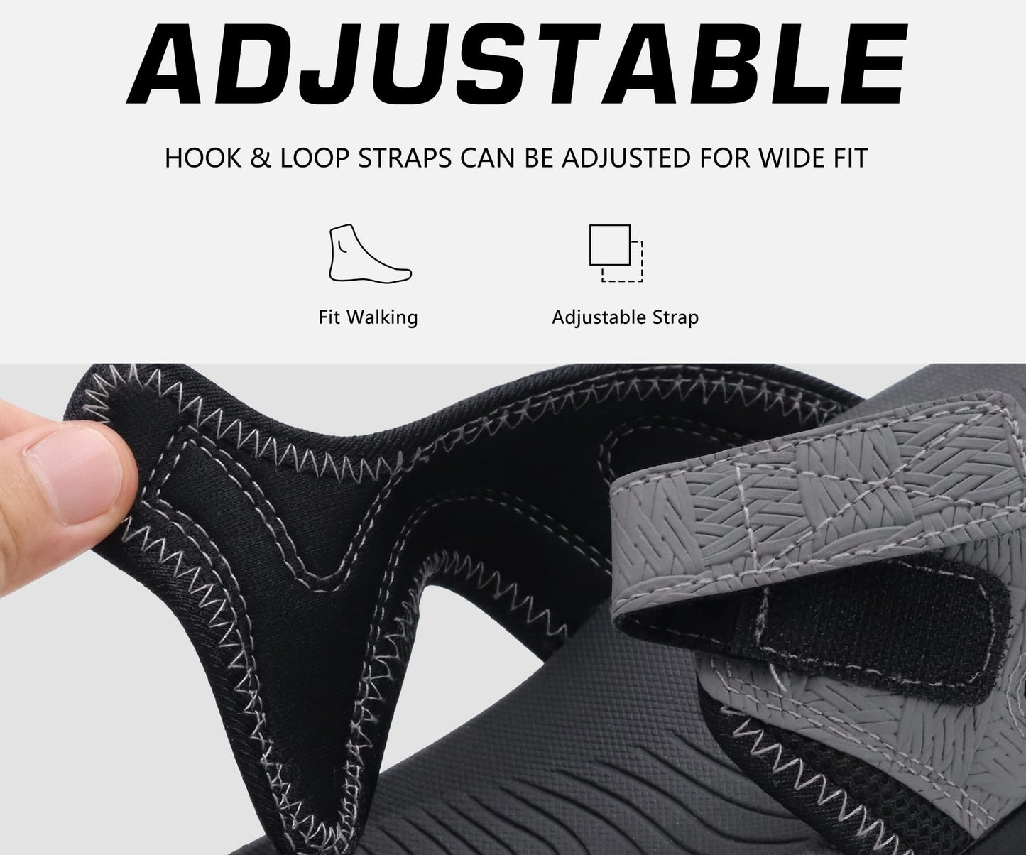COFACE Sandalen Herren Zehentrenner Weiche Bequeme Flip Flops Arch Support Orthopädische Sommer Leder Sandalen für Herren Badelatschen Outdoor