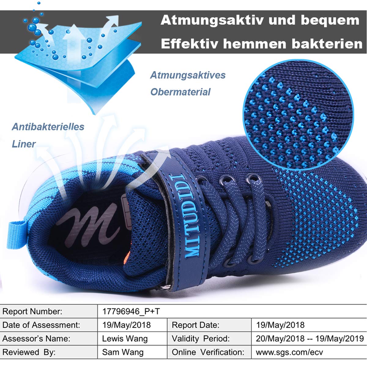 Mitudidi Unisex-Kinder Turnschuhe Mädchen Sportschuhe Leicht Atmungsaktiv Laufschuhe Outdoor Fitnessschuhe Sneaker Hallenschuhe