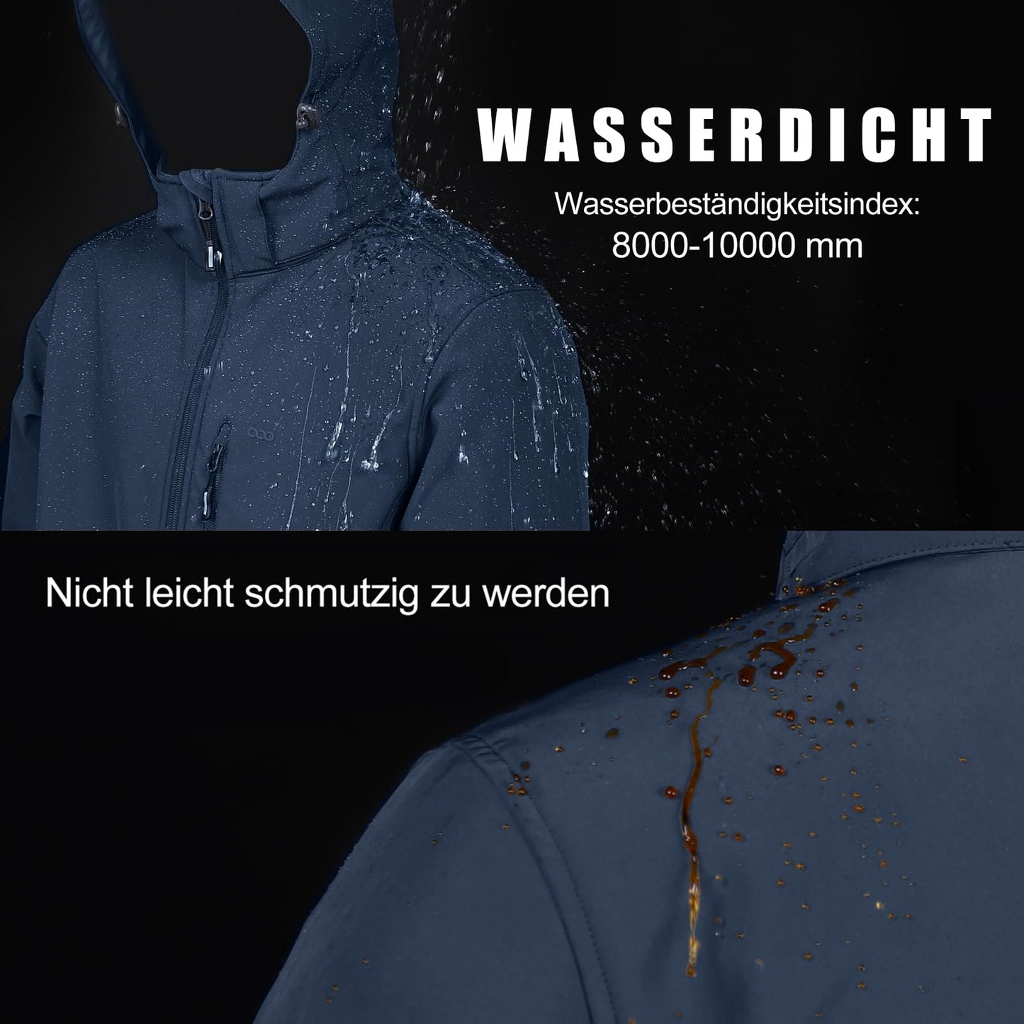33,000ft Softshelljacke für Herren Wasserdicht Winterjacke Winddicht Warme Fleece Gefüttert Windbreaker Funktionsjacke Outdoorjacke für Wandern Fahrrad Camping