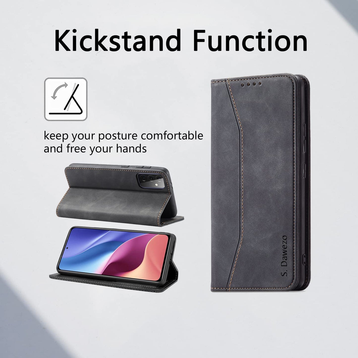 S. Dawezo Hülle für Samsung Galaxy S22 Plus, Premium Leder magnetische Handyhülle mit Ständer, Kartenfach und Brieftasche, Shock Absorbing, kompatibel mit Samsung S22 Plus-Kaffee