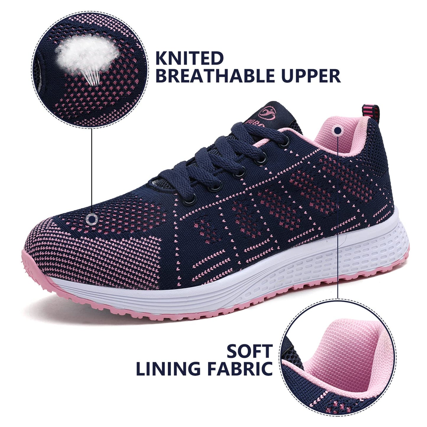 ANBIWANGLUO Damen Turnschuhe Sportliche Laufschuhe Schnürschuhe Atmungsaktive Outdoor Cross Trainer zum Joggen