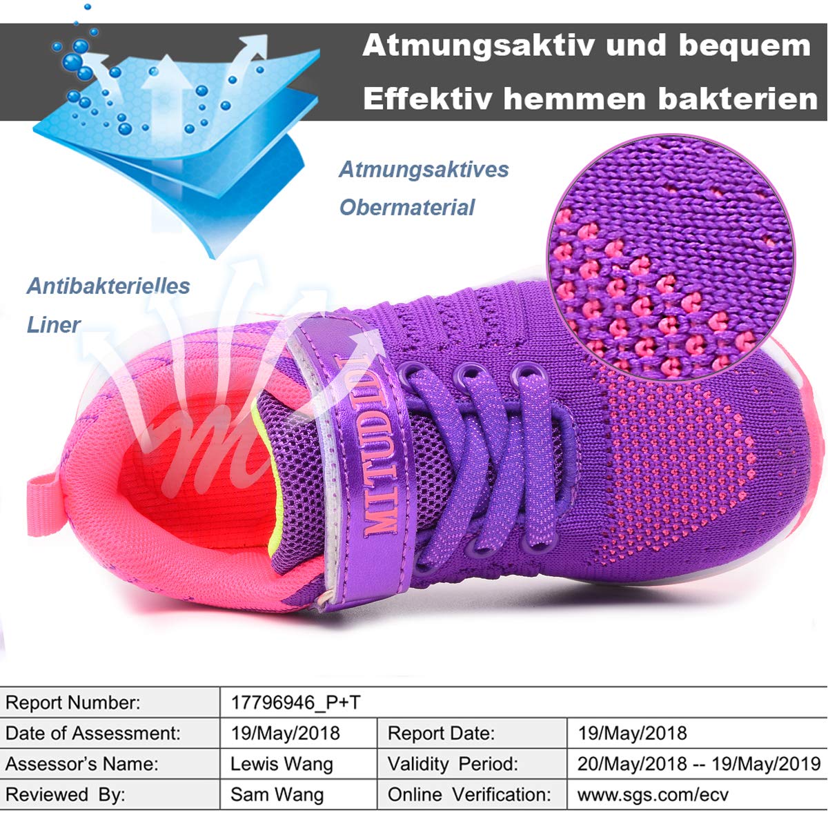 Mitudidi Unisex-Kinder Turnschuhe Mädchen Sportschuhe Leicht Atmungsaktiv Laufschuhe Outdoor Fitnessschuhe Sneaker Hallenschuhe