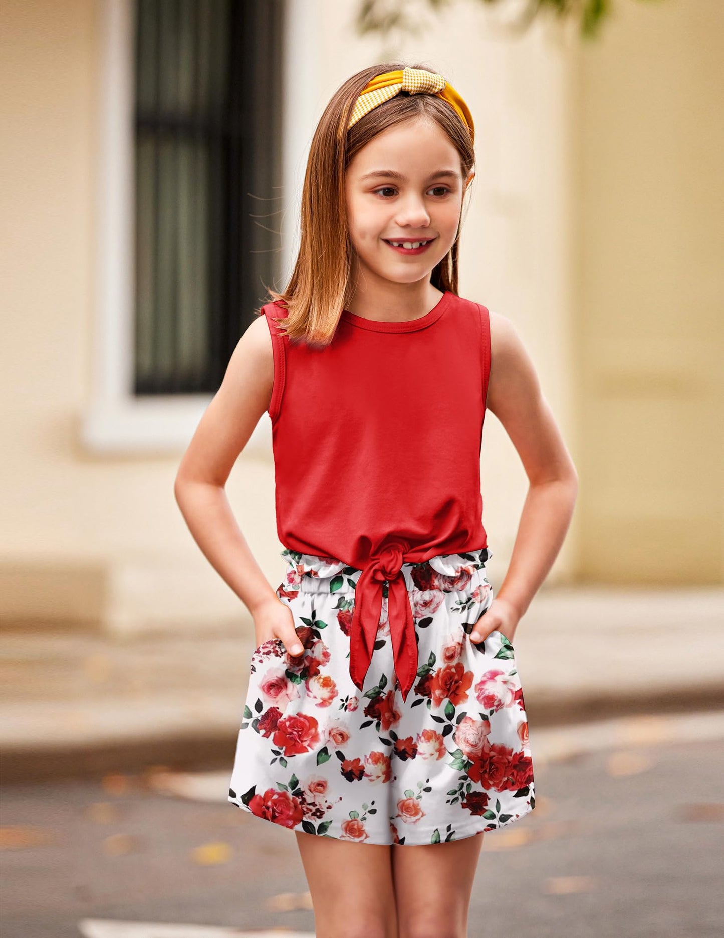 Arshiner Mädchen Tanktops mit Shorts Set Kinder Sommer Bekleidungssets Lässige Mode Ärmelloses T-Shirts Kleidung Sets für Mädchen