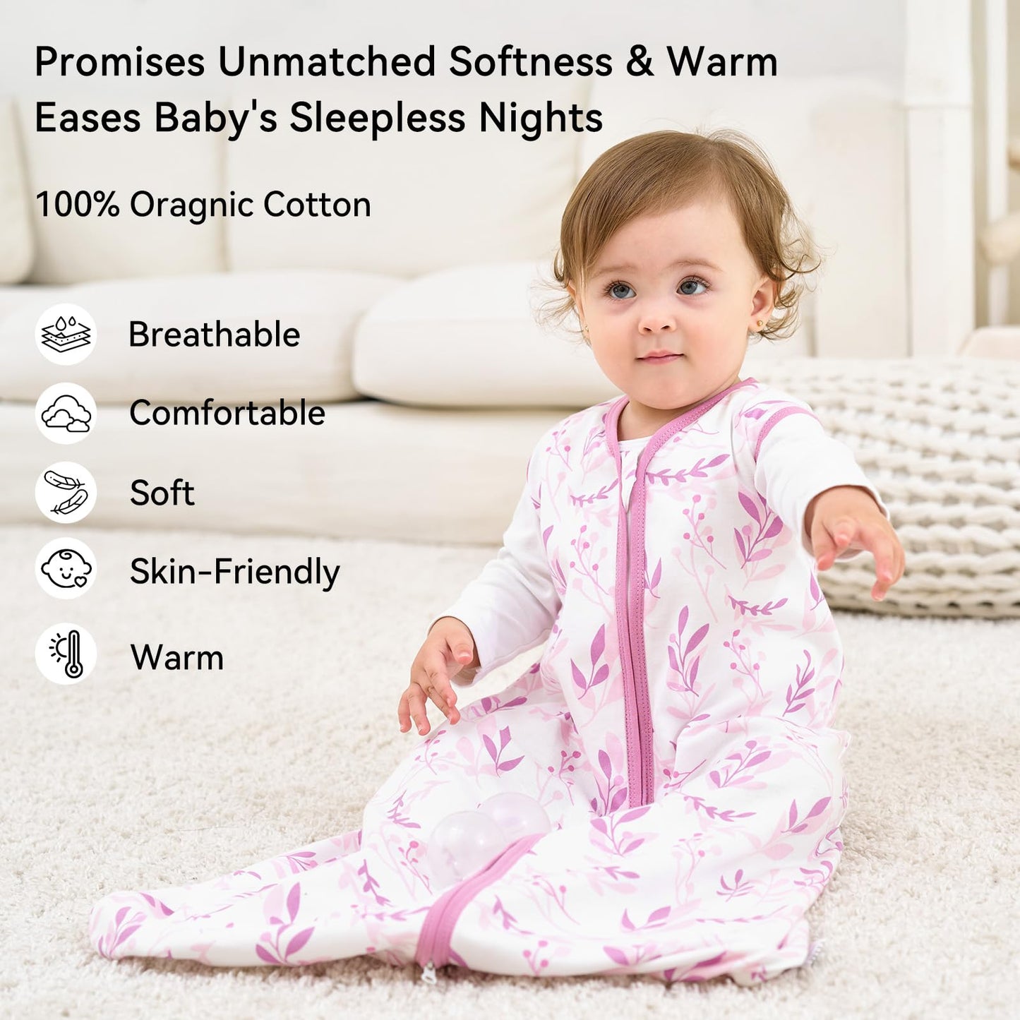 Unnivoll Schlafsack Baby 1.5 Tog Babyschlafsack 0-6 Monate 2er Pack Schlafsack Winter Herbst 67 cm für Jungen Mädchen Neugeborene Kaffee