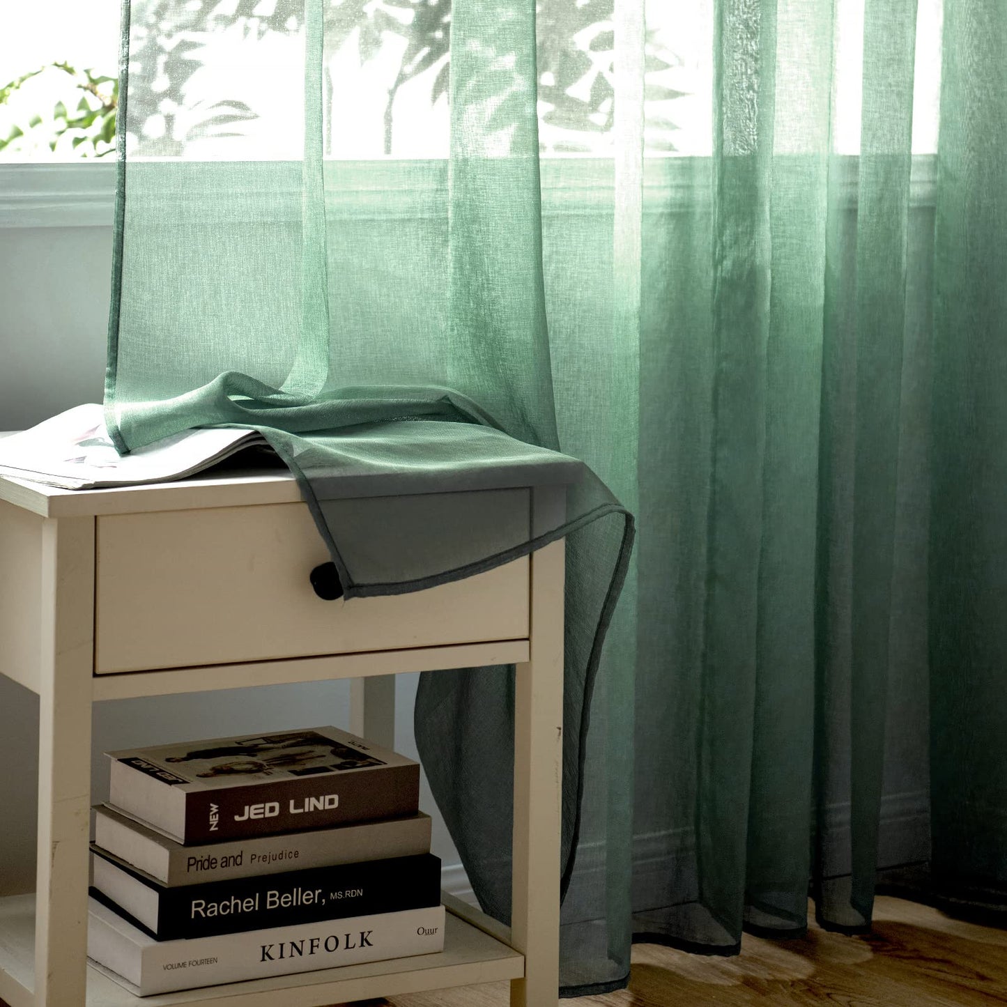Woaboy Voile Curtains, Short Curtains, Transparent Living Room with Eyelets, Store Curtains for the Bedroom, Eyelet Curtain, Panel Curtain, Loop Curtains, Modern, Set of 2, 140 x 145 cm (W x H), Beige
