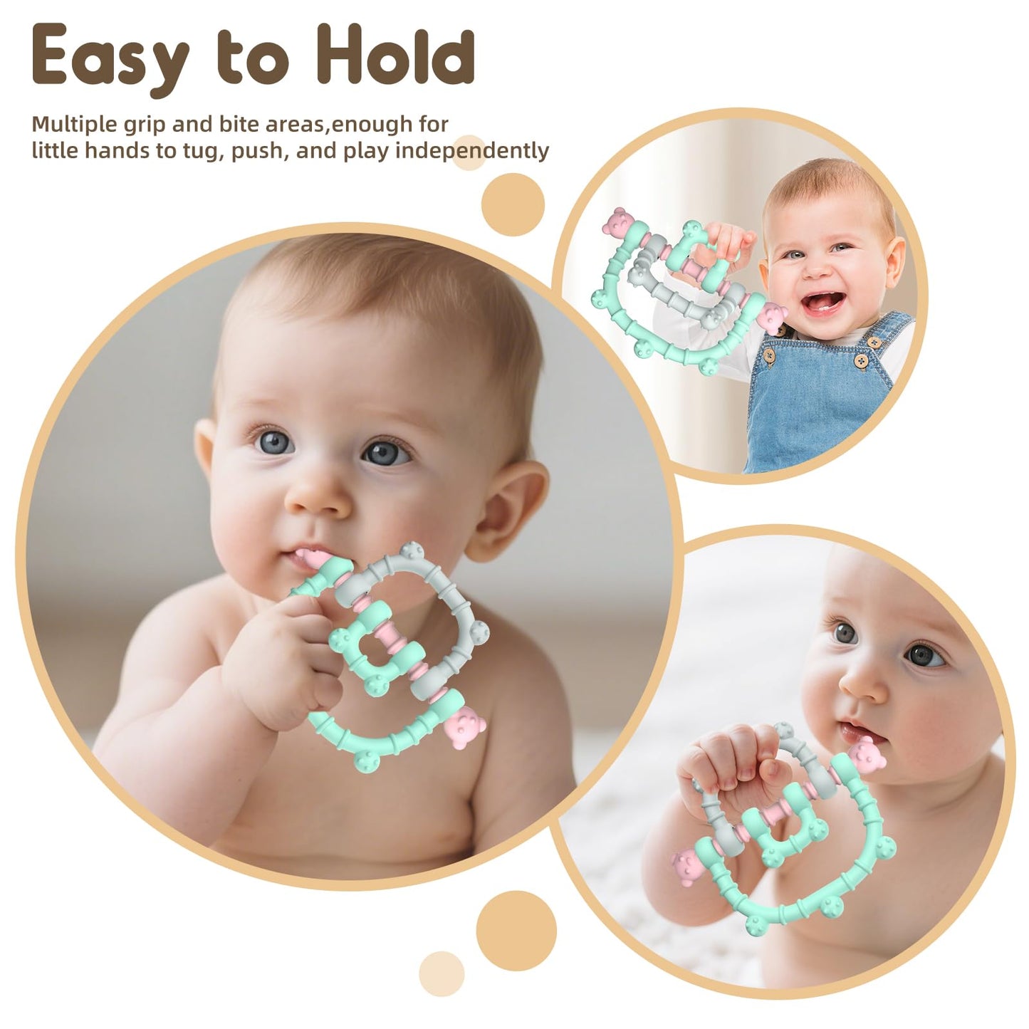 Zahnen Beißringe Spielzeug für Babys 0-6-12 Monate Geschenke, Fernbedienung Baby Zahnungshilfe für 3 6 9 Monate Kleinkind Autismus, Lebensmittelqualität Silikon Badespielzeug, Schwarz