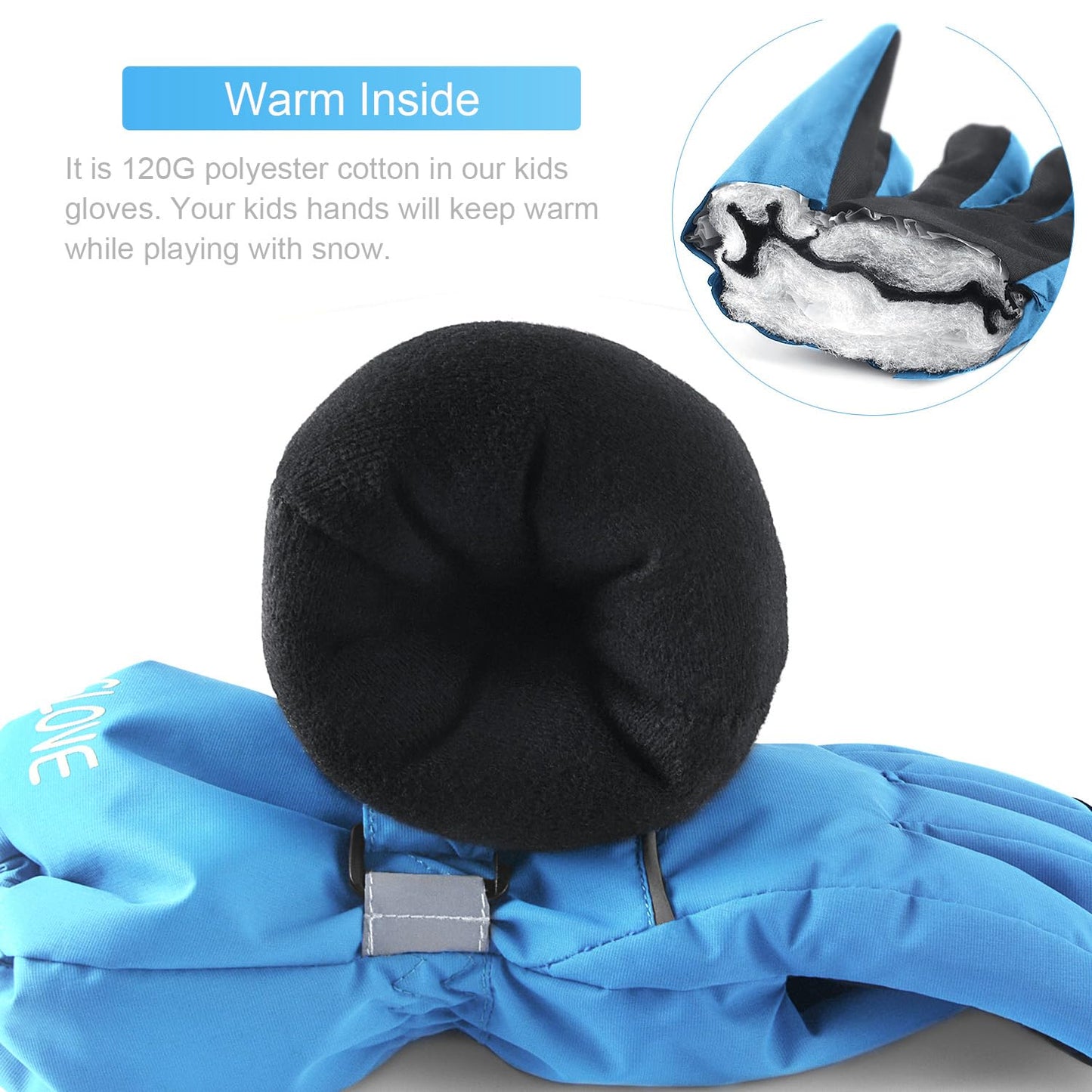 ThxToms Children's Ski Gloves, Winter Ski Gloves, -15°C, Windproof, Waterproof, Warm, Oxford Palm, Thickened for Cold Weather, Outdoor Sports, Snowboarding, Skiing, for Boys and Girls