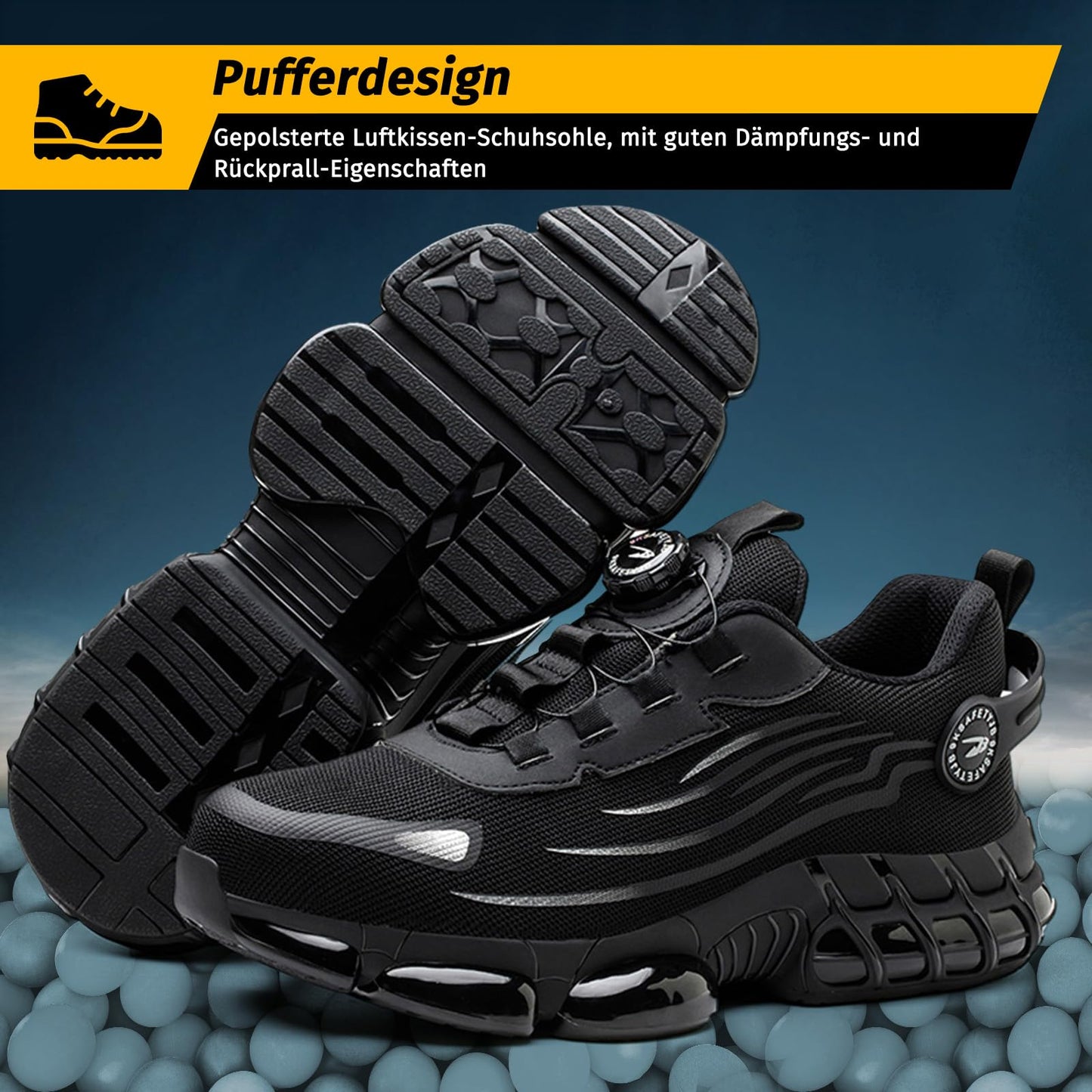 FOGOIN Sicherheitsschuhe Herren S3 Explorer 3.0 Sportliche Arbeitsschuhe Leicht Trends Drehknopf Anti-Smash und Anti-Punktur Arbeit Versicherung Schuhe Unisex