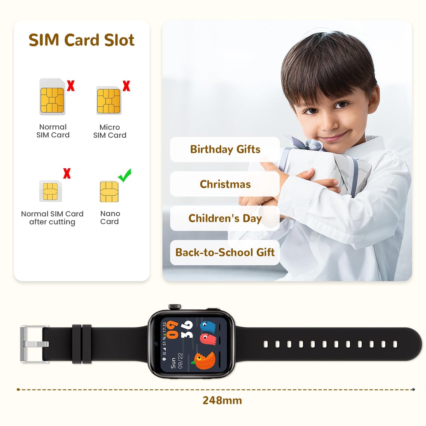 4G Children's Smartwatch with Video Call and Phone, IP68 Waterproof Children's Watch Voice Chat, WhatsApp, WiFi, GPS, SOS, SMS, School Mode, Pedometer, Sleep Alarm Clock, Children's Watch for Girls