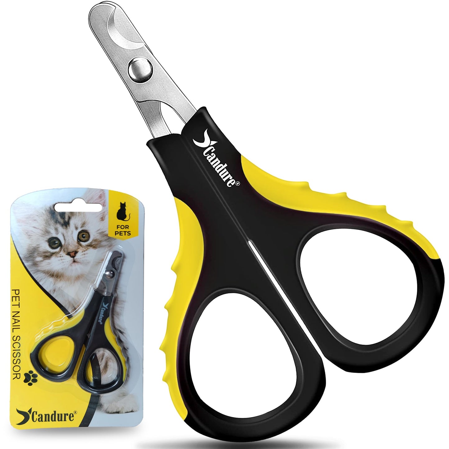 Candure Profi Krallenschere für Hunde und Katzen mit Nagelfeile Edelstahl Krallenzange Hohe Qualität Krallenpflege Schneider für Haustiere Nagelknipser groß Mit Sicherheitsschutz 6" Zoll