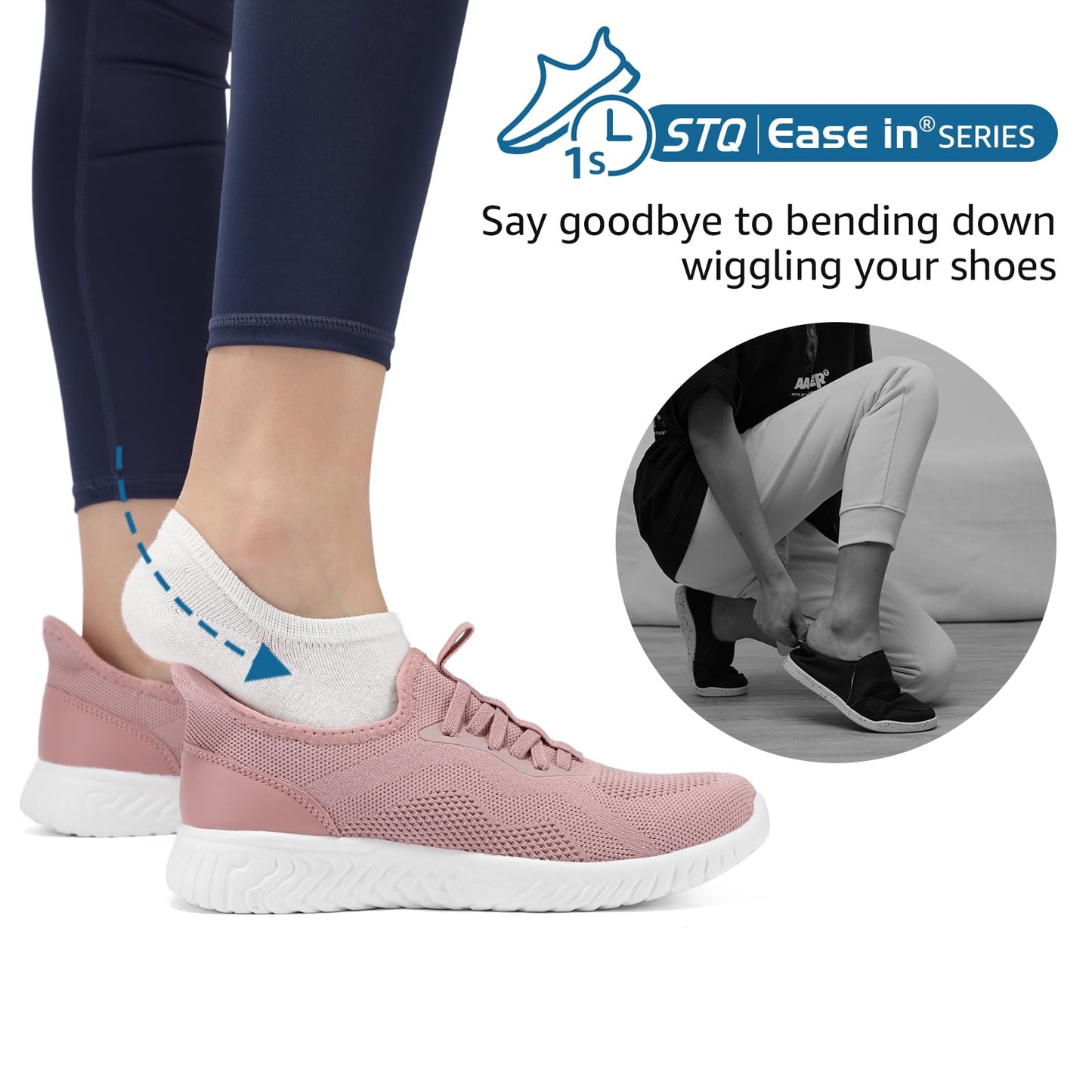 STQ Damen Slip on Sneakers Leichte Turnschuhe zum schlüpfen Bequeme Schlupfschuhe