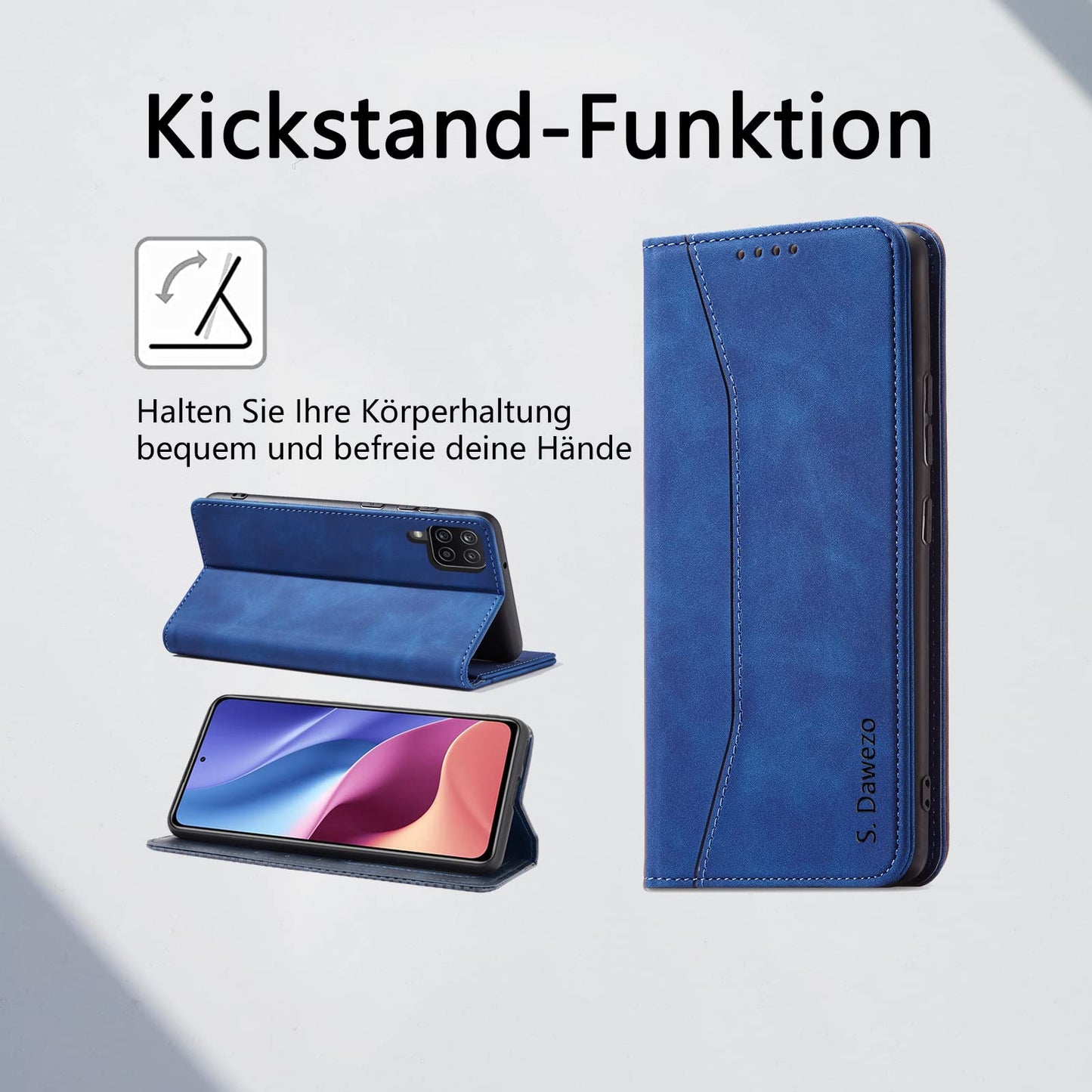 S. Dawezo Hülle für Samsung Galaxy S22 Plus, Premium Leder magnetische Handyhülle mit Ständer, Kartenfach und Brieftasche, Shock Absorbing, kompatibel mit Samsung S22 Plus-Kaffee