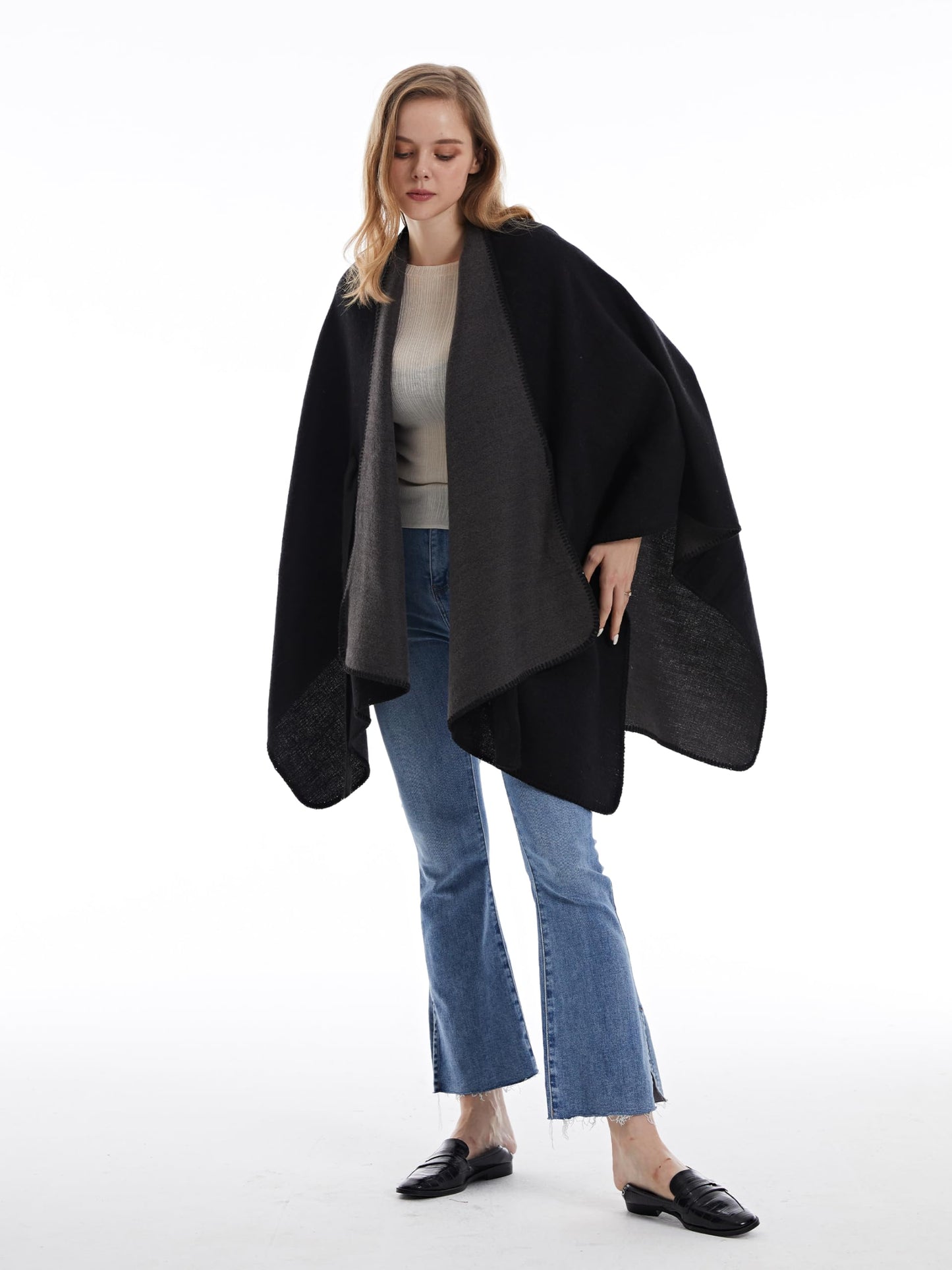 DiaryLook Damen Poncho Schal Winter Cardigan Übergroße Cape Elegant Poncho Für Frauen Umhang Damen Warm Geschenk Für Mutter