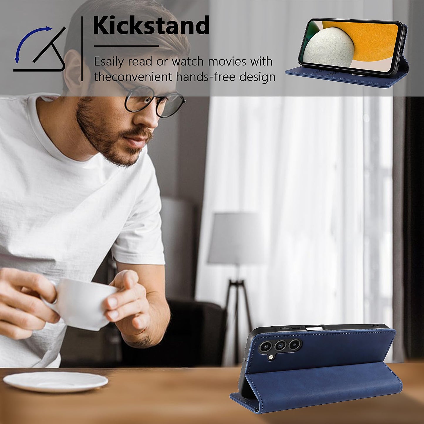 S. Dawezo Hülle für Samsung Galaxy S22 Plus, Premium Leder magnetische Handyhülle mit Ständer, Kartenfach und Brieftasche, Shock Absorbing, kompatibel mit Samsung S22 Plus-Kaffee