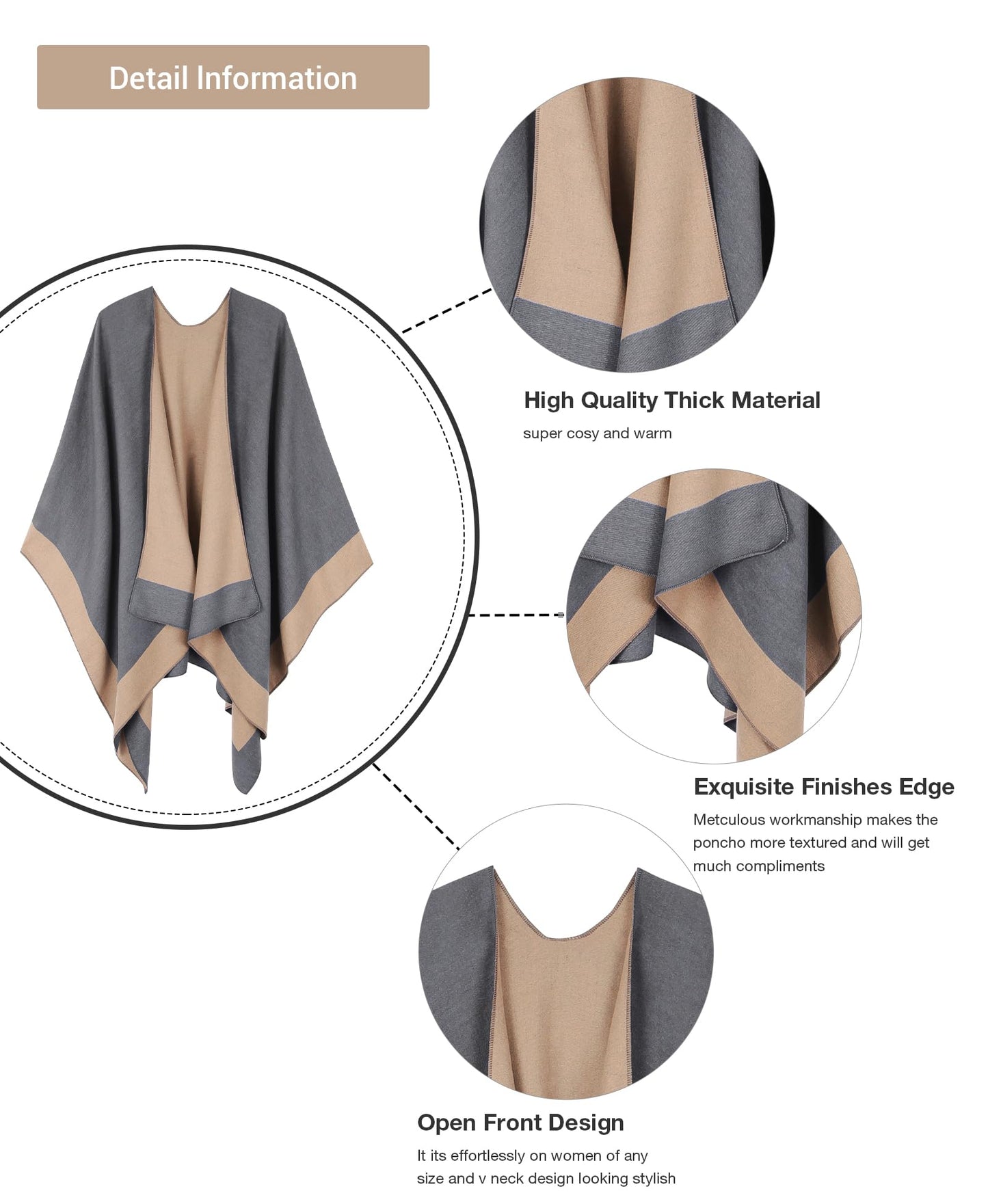 DiaryLook Damen Poncho Schal Winter Cardigan Übergroße Cape Elegant Poncho Für Frauen Umhang Damen Warm Geschenk Für Mutter