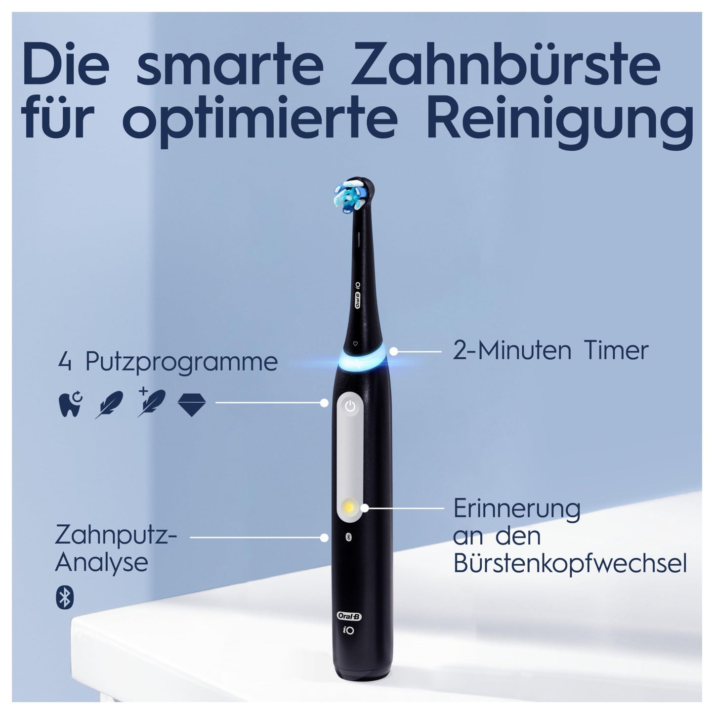 Oral-B iO Series 4 Plus Edition Elektrische Zahnbürste/Electric Toothbrush, PLUS 3 Aufsteckbürsten, Magnet-Etui, 4 Putzmodi, matt black, Designed by Braun,TESTSIEGER Stiftung Warentest (12/2023)