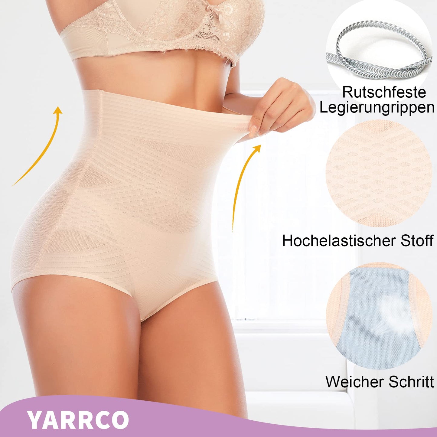 YARRCO Bauchweg Unterhose Damen Miederslips Shapewear Miederhose Hohe Taille Body Shaper Unterwäsche