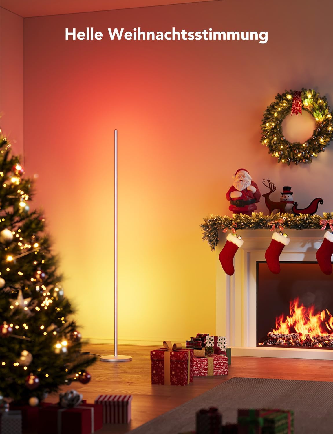 Govee RGBIC LED Stehlampe Wohnzimmer, WiFi Stehlampe Dimmbar, Arbeiten Sie mit Alexa und Google Assistant, 16 Millionen Farben, 58 Szenenmodi, Musikmodi, DIY-Modus für Schlafzimmer Gaming, Schwarz