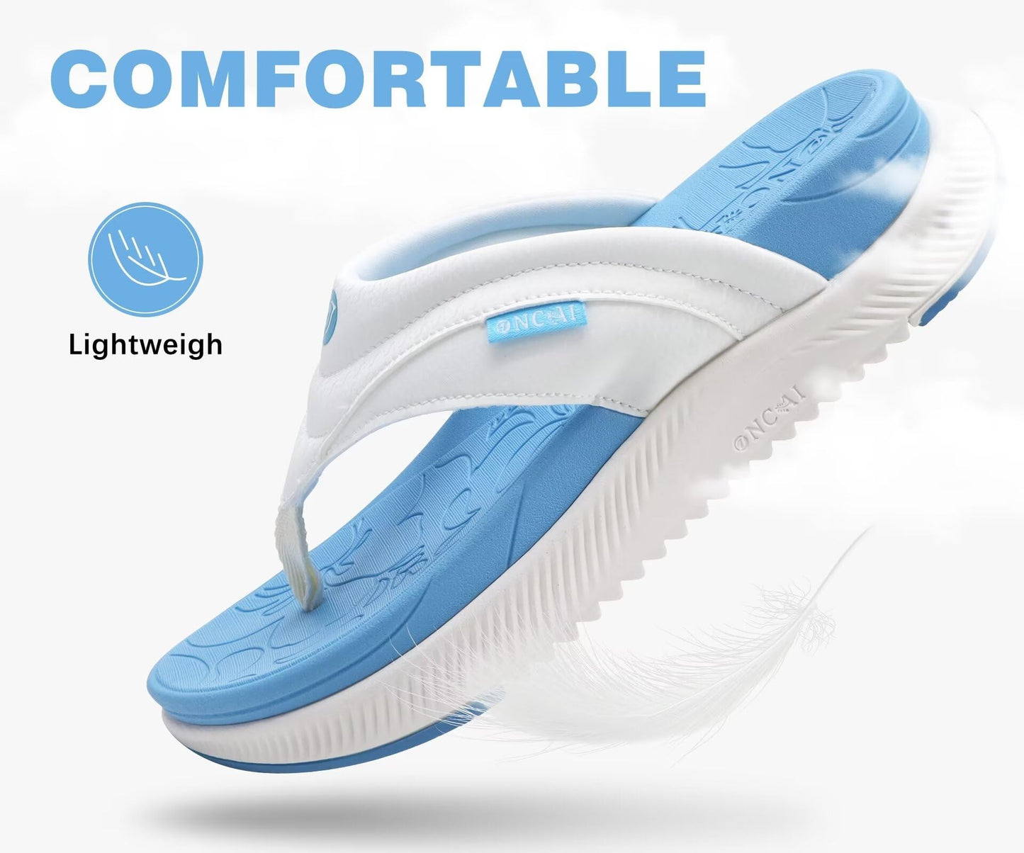 ONCAI Damen orthopädische Kissen Flip Flops Erholung Walking Sandalen für Damen mit Arch Support Sommer bequem Slip On Flip Flops für Damen Größe 36-43